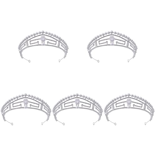 ABOOFAN 5pcs Shiny Crystal Tiara Headband - Elegant Rhinestone Pearl Hair Accessories for Women & Girls, Bridal Wedding Headpiece, Perfect for Brides, Banquets, Prom, Pageants and Special Occasions