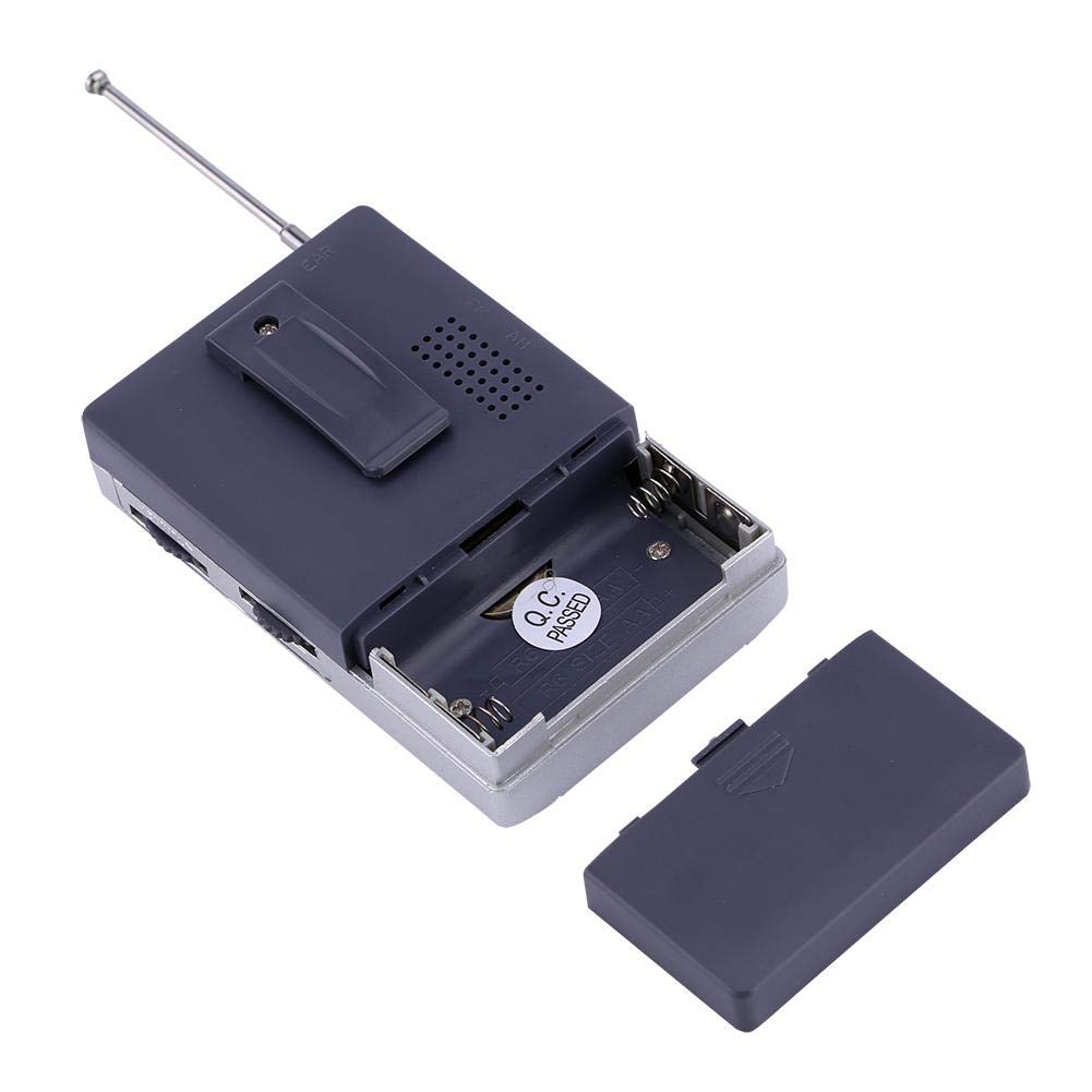 Portable FM/AM 2 Band Stereo Radio with LCD Display & Built-in Speaker - Mini Pocket Radio Receiver with Earphone Jack for Outdoor, Travel, Home & Office Use - Silver