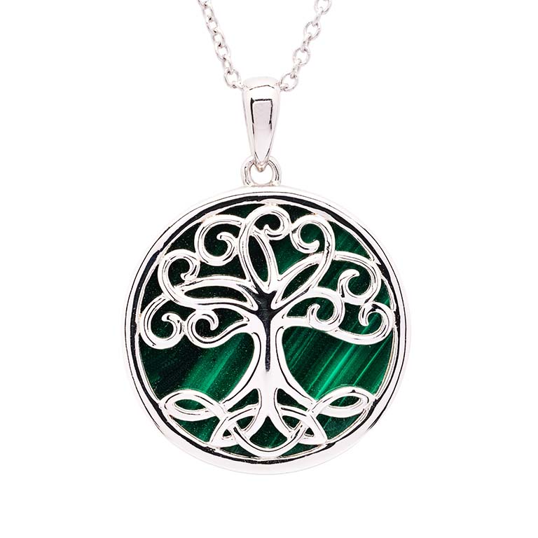 Green Malachite Sterling Silver Tree of Life Pendant Necklace - Handmade Spiritual Jewelry for Women, Healing Crystal Gift for Meditation & Yoga