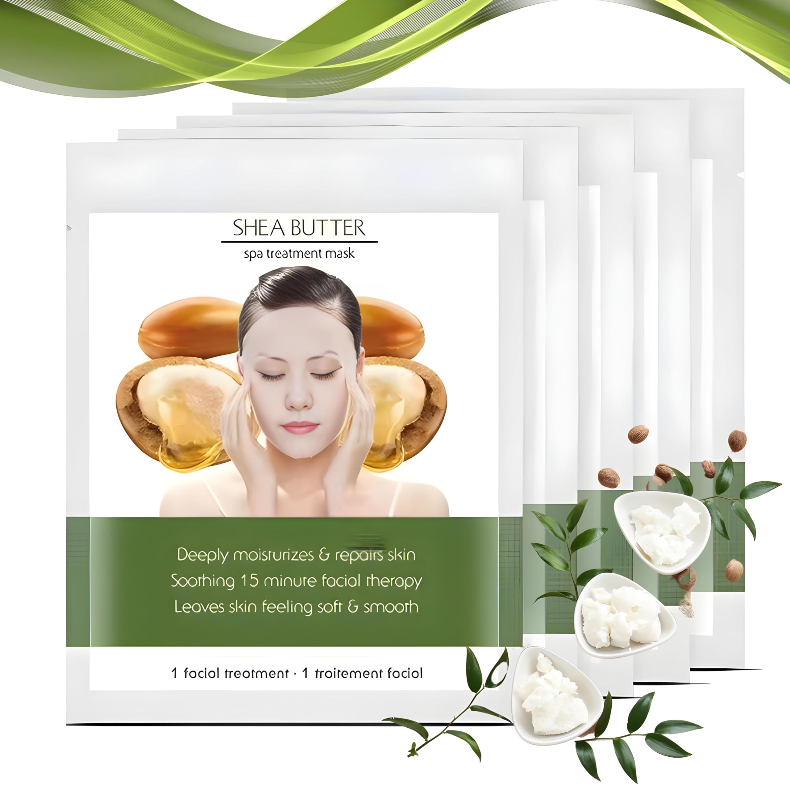 Pure Shea Butter Facial Sheet Mask - Deep Hydration & Moisturizing Korean Skincare for Dry Skin | Vegan & Cruelty-Free (10 Sheets) | Perfect for Daily Use, Spa Nights & Travel Skincare Routine