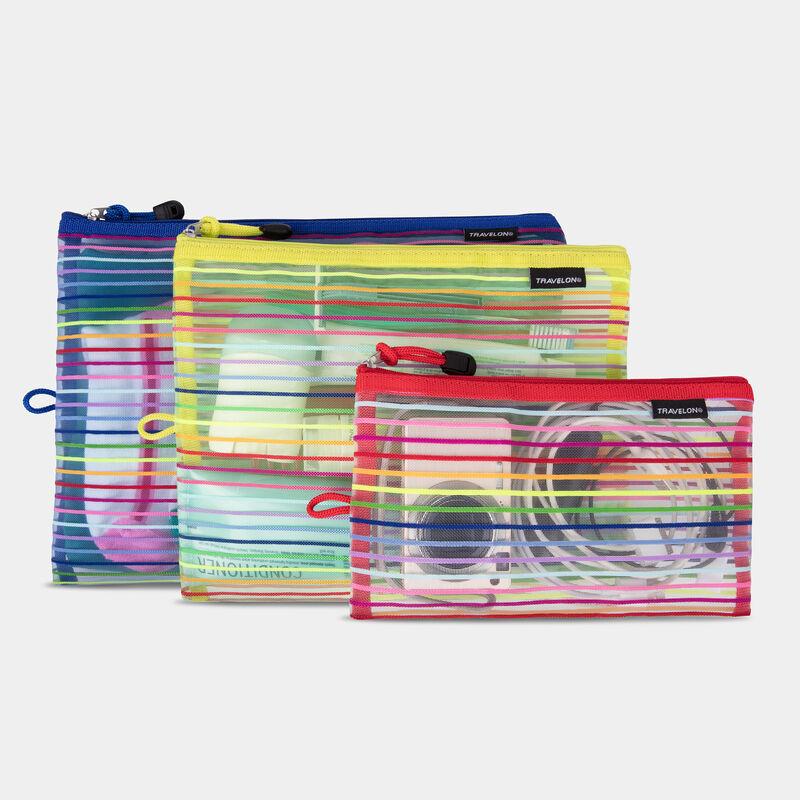 Travelon Set of 3 Mesh Pouches - Lightweight Organizer Bags for Travel, Toiletries & Cosmetics | Perfect for Carry-on Luggage, Gym Essentials & Daily Storage