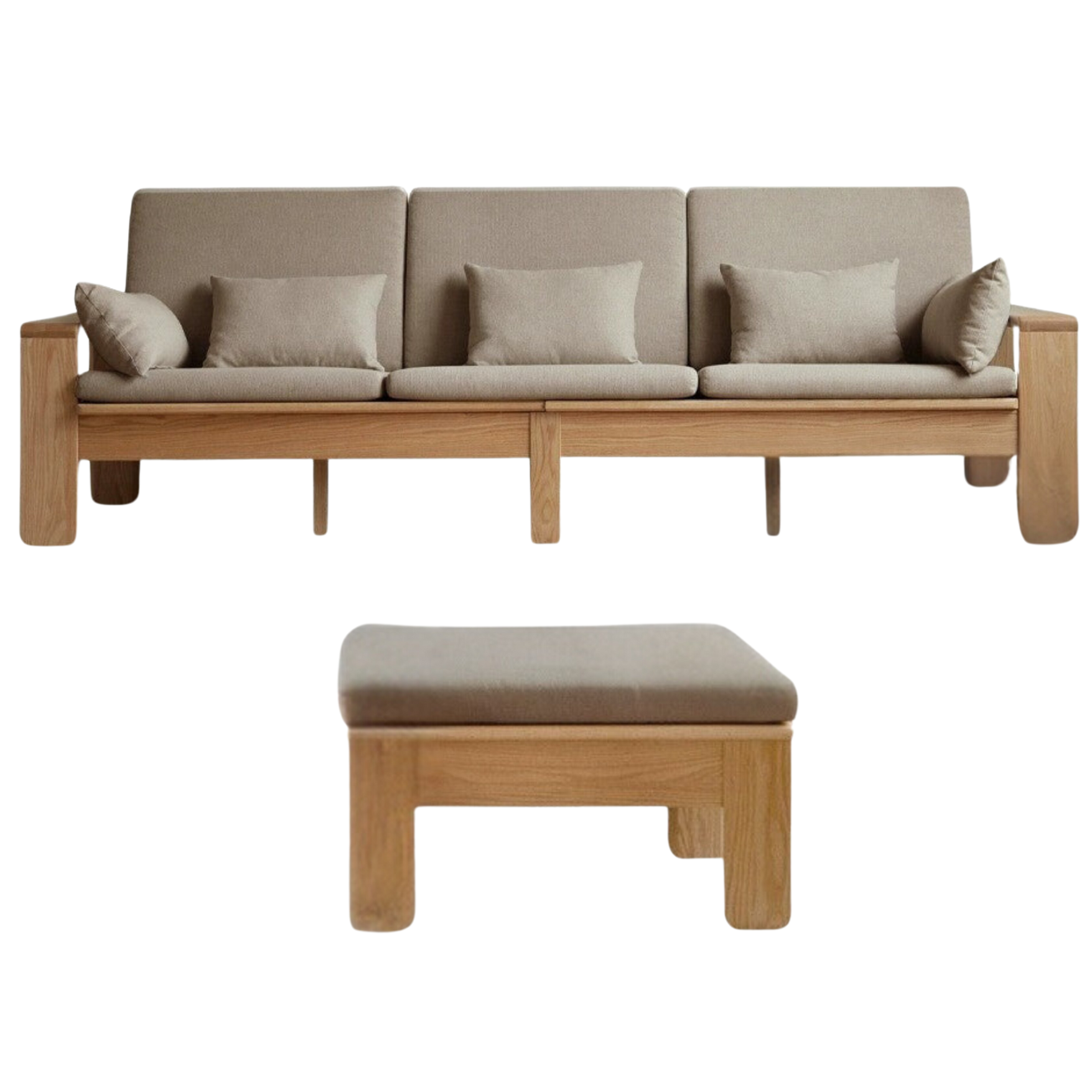 Modern Nordic Fabric Sofa - Solid Oak Wood Frame - Stylish & Durable Living Room Furniture for Small Spaces & Apartments