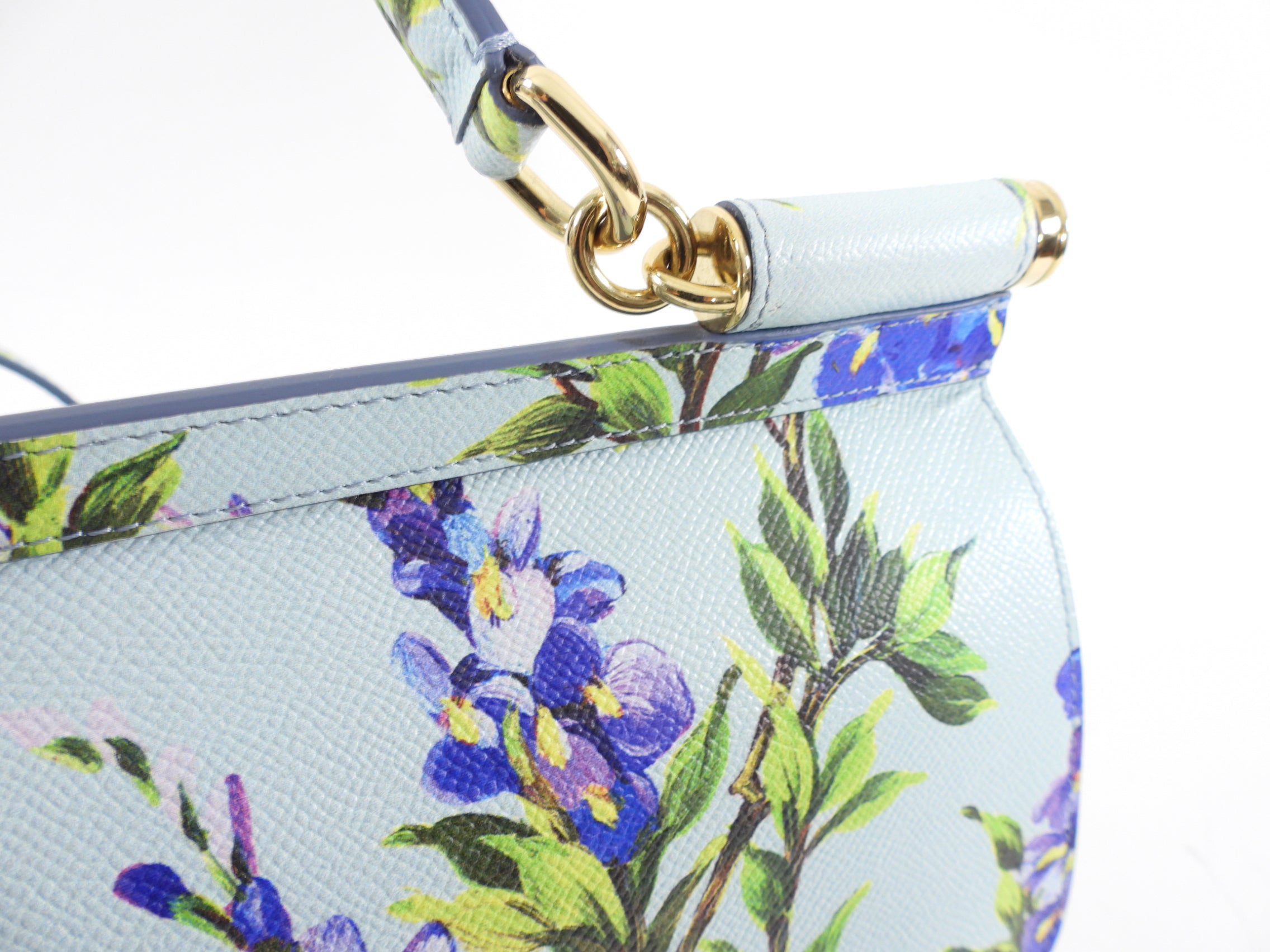 Dolce & Gabbana Miss Sicily Handbag - Purple & Turquoise Floral Print Leather Shoulder Bag for Women | Perfect for Parties, Weddings & Evening Events
