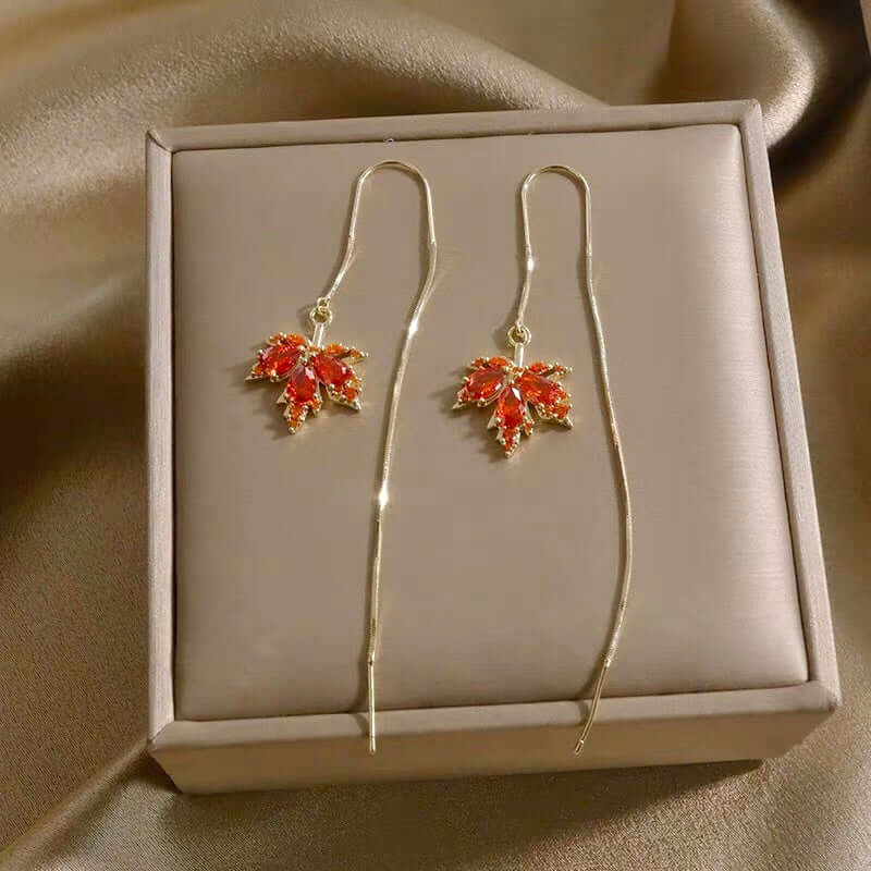 14K Gold Plated Maple Leaf Earrings for Women - Elegant Dangle Drop Earrings for Everyday Wear | Perfect Gift for Birthday, Anniversary & Mother's Day | GS040