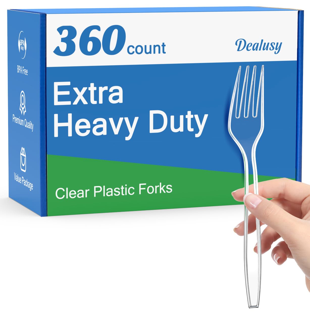 360 Count Extra Heavy Duty Clear Plastic Forks Disposable - BPA-Free, Heat Resistant, Durable Bulk Party Forks for BBQ, Picnic, Catering & Events