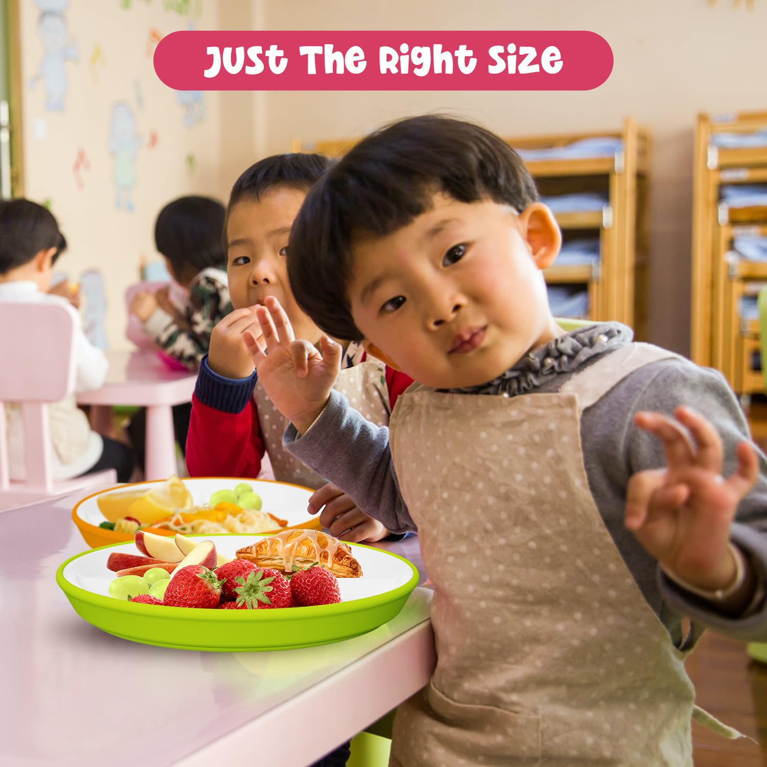 Premium Divided Toddler Plates with Anti-Slip Silicone Sleeves | Microwave & Dishwasher Safe Porcelain Kids Plates | Set of 4 for Easy Mealtime | Perfect for Babies, Toddlers & Kids | Ideal for Home, Daycare & Restaurant Use