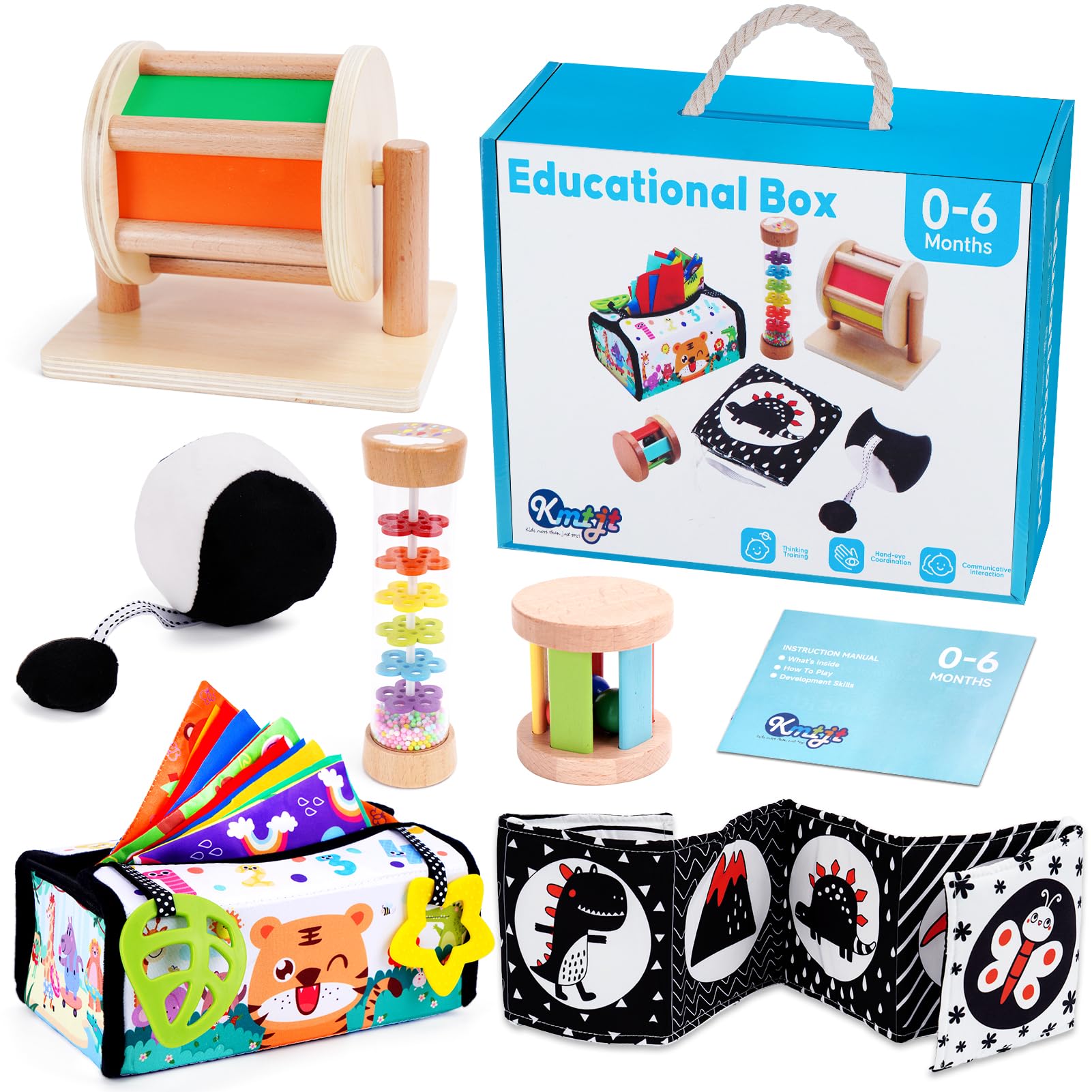 Montessori Wooden Baby Toys 0-6 Months - Educational Learning Activity Box for Newborns & Infants | First Birthday Gift for Boys & Girls (0-18 Months) - Perfect for Early Childhood Development & Sensory Play