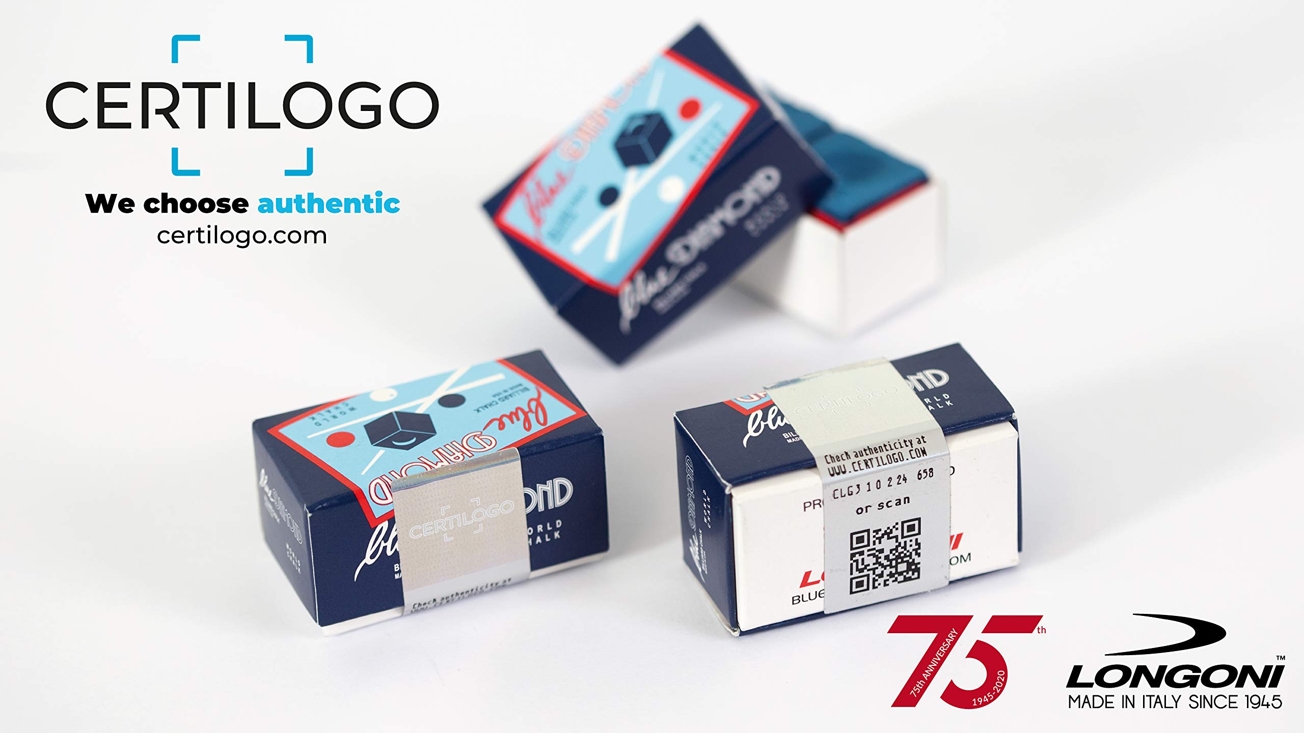 Premium Blue Diamond Billiard Chalk with Certilogo Authentication - 2 Pack for Pool, Snooker & Carom Players - Perfect for Professional Cue Tips & Smooth Shots