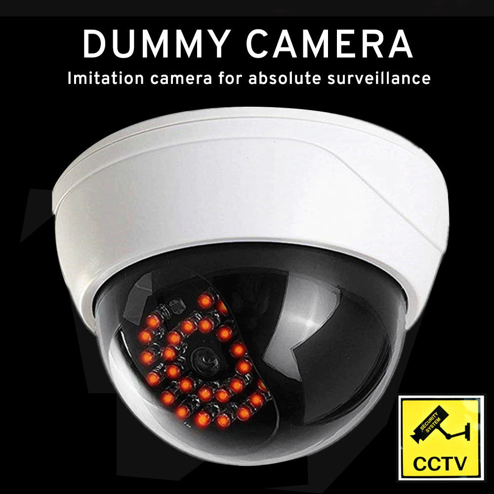 Dummy CCTV Dome Security Camera with 28 Red LED Lights - Fake Surveillance Camera for Home, Office & Business Security