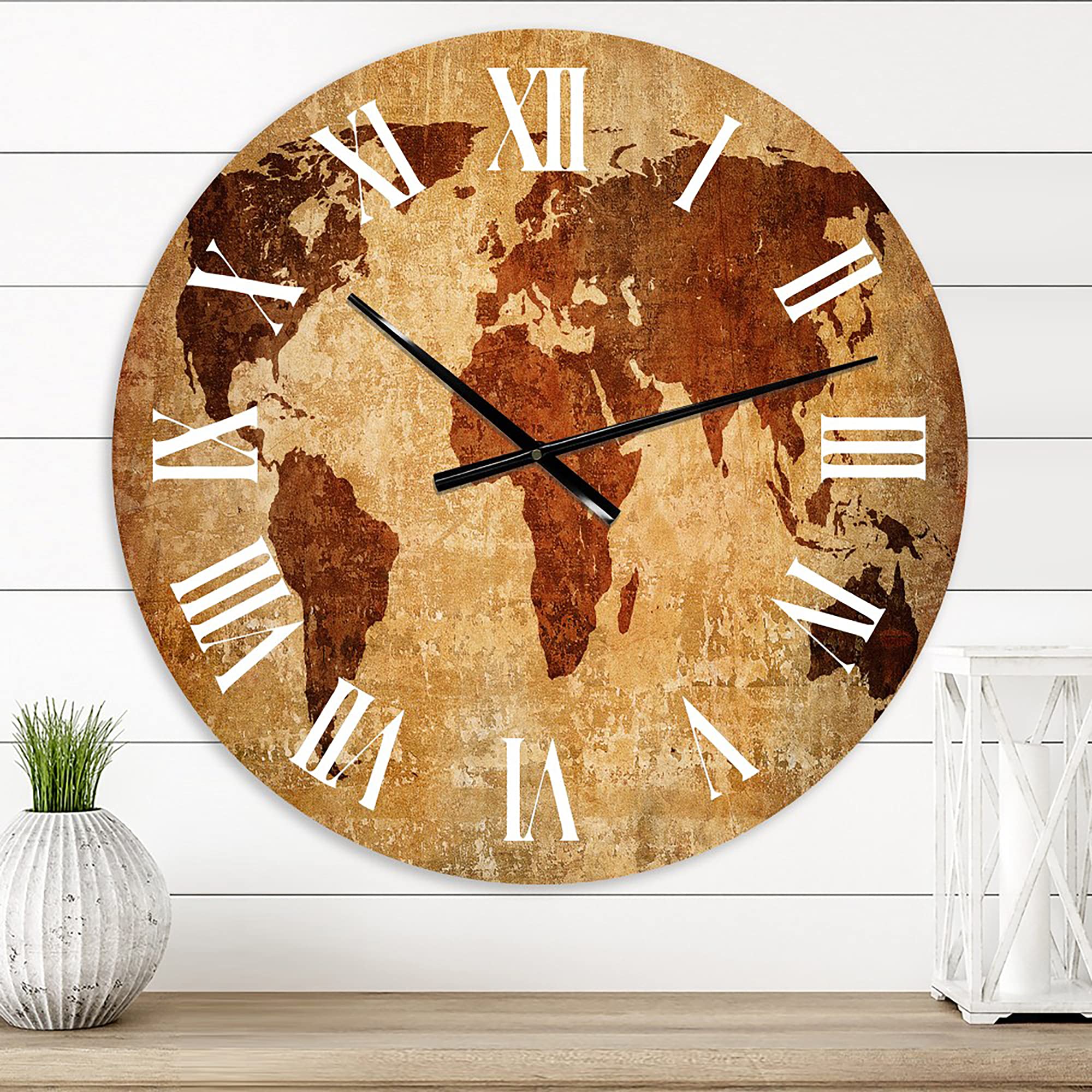 Vintage World Map Wall Clock - Large Antique Style XI Century Map Design for Living Room, Office, Bedroom Decor | Perfect Gift for History Lovers & Home Decoration