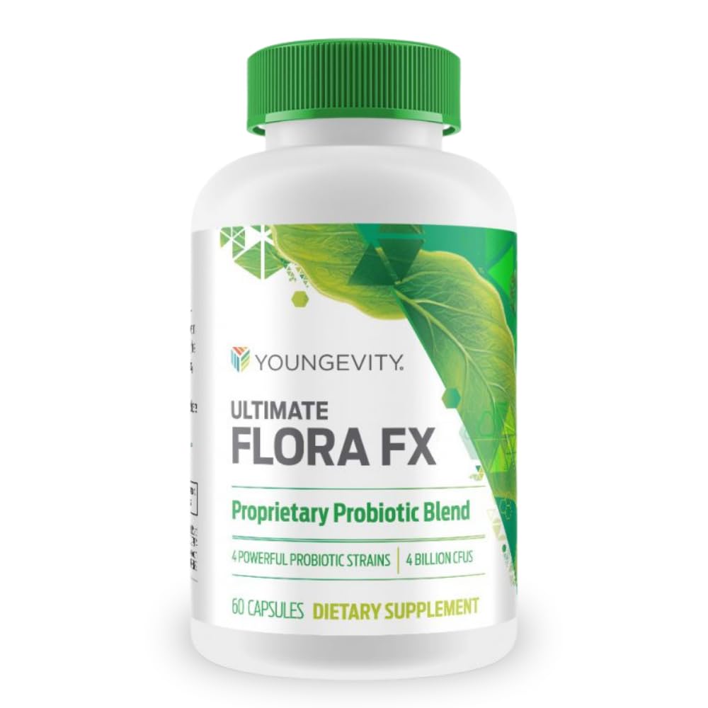 Youngevity Ultimate Flora FX Probiotic Supplement - 4 Bottles (60 Capsules Each) for Digestive Health & Immune Support - Perfect for Daily Wellness Routine & Travel