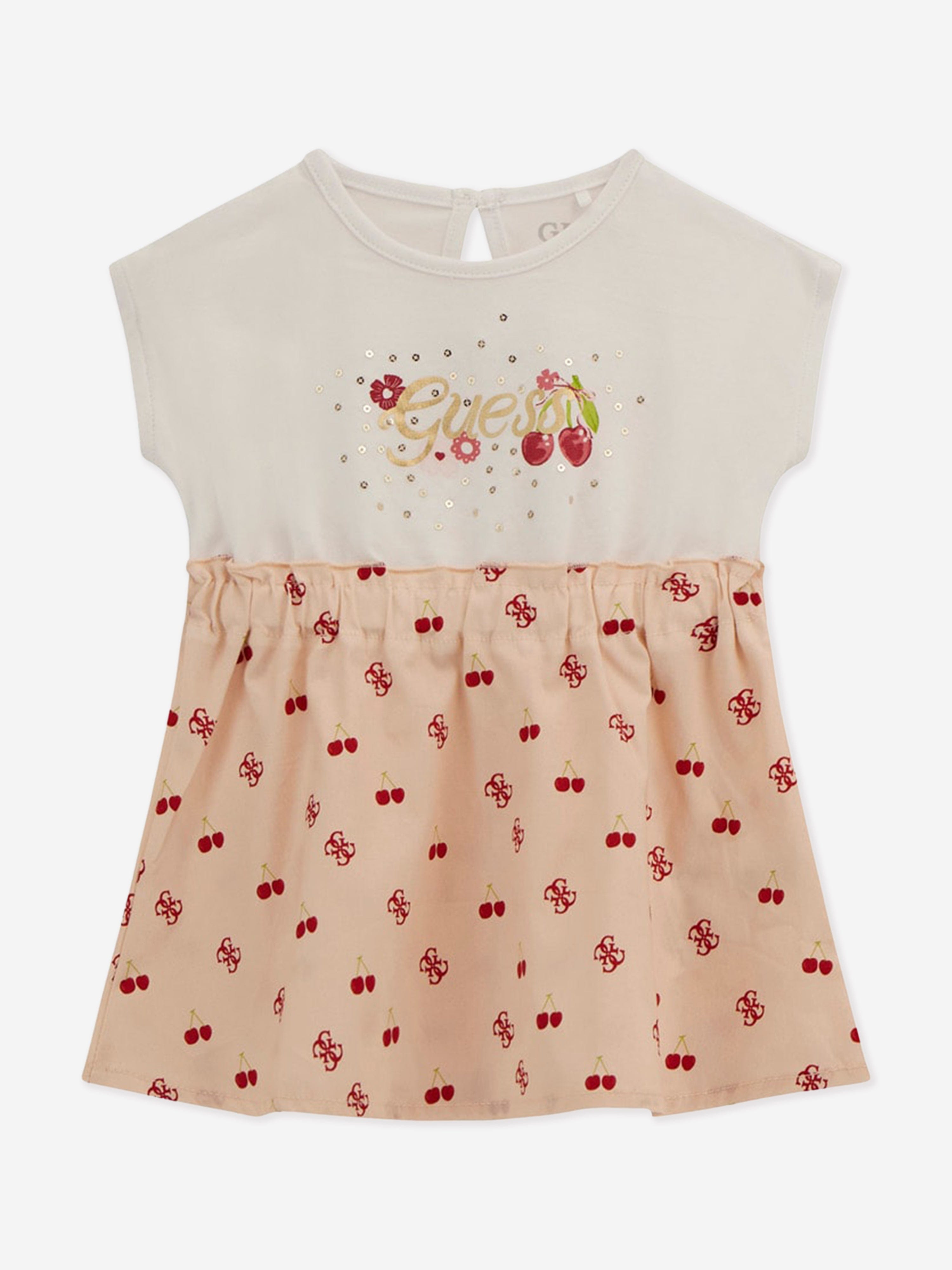 Pink Baby Girls Cherry Print Dress with Matching Knickers - Perfect for Birthday Parties, Photo Shoots & Special Occasions