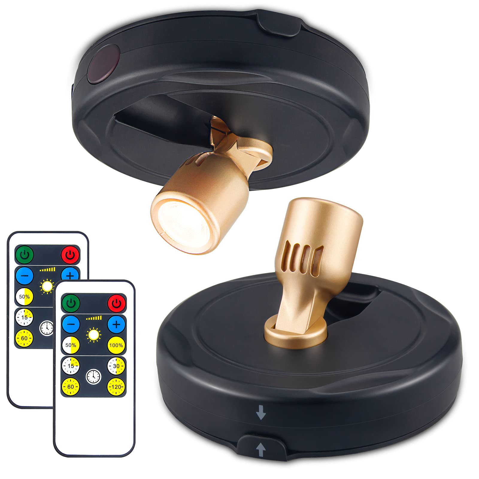 HEAGEERO Wireless Spotlights - Battery Operated Spotlight with 2 Remotes, Indoor Accent Lighting, Rotatable Closet Lights, Stick-On Art Lights for Pictures | Perfect for Home Decor, Gallery Lighting & Cabinet Illumination