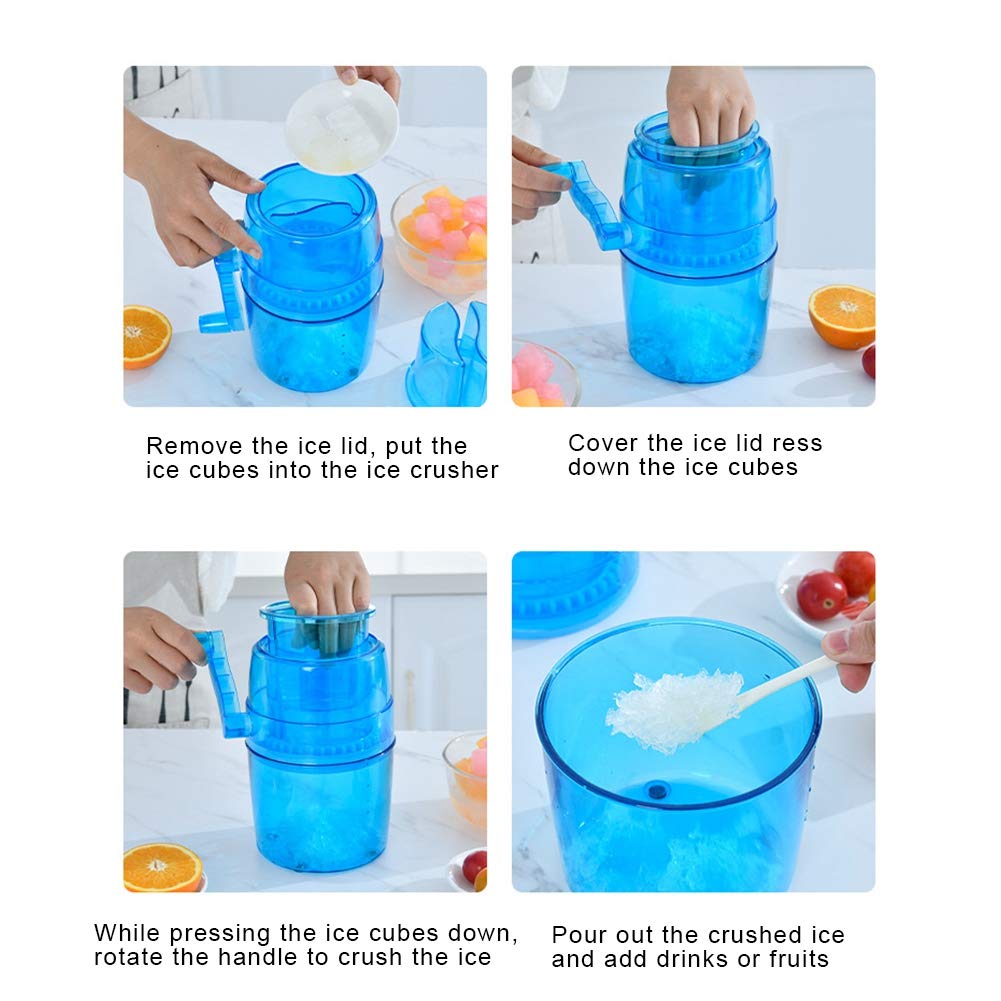 Portable Manual Shaved Ice Maker Machine - Household Snow Cone Maker for Kids & Adults - Perfect for Frozen Cocktails, Margaritas, Summer Parties & Backyard BBQs
