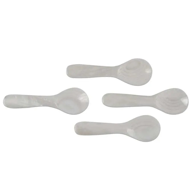 Premium Seashell Caviar Spoons Set - 4 Piece Elegant Mother of Pearl Appetizer Utensils for Caviar, Oysters & Gourmet Dining