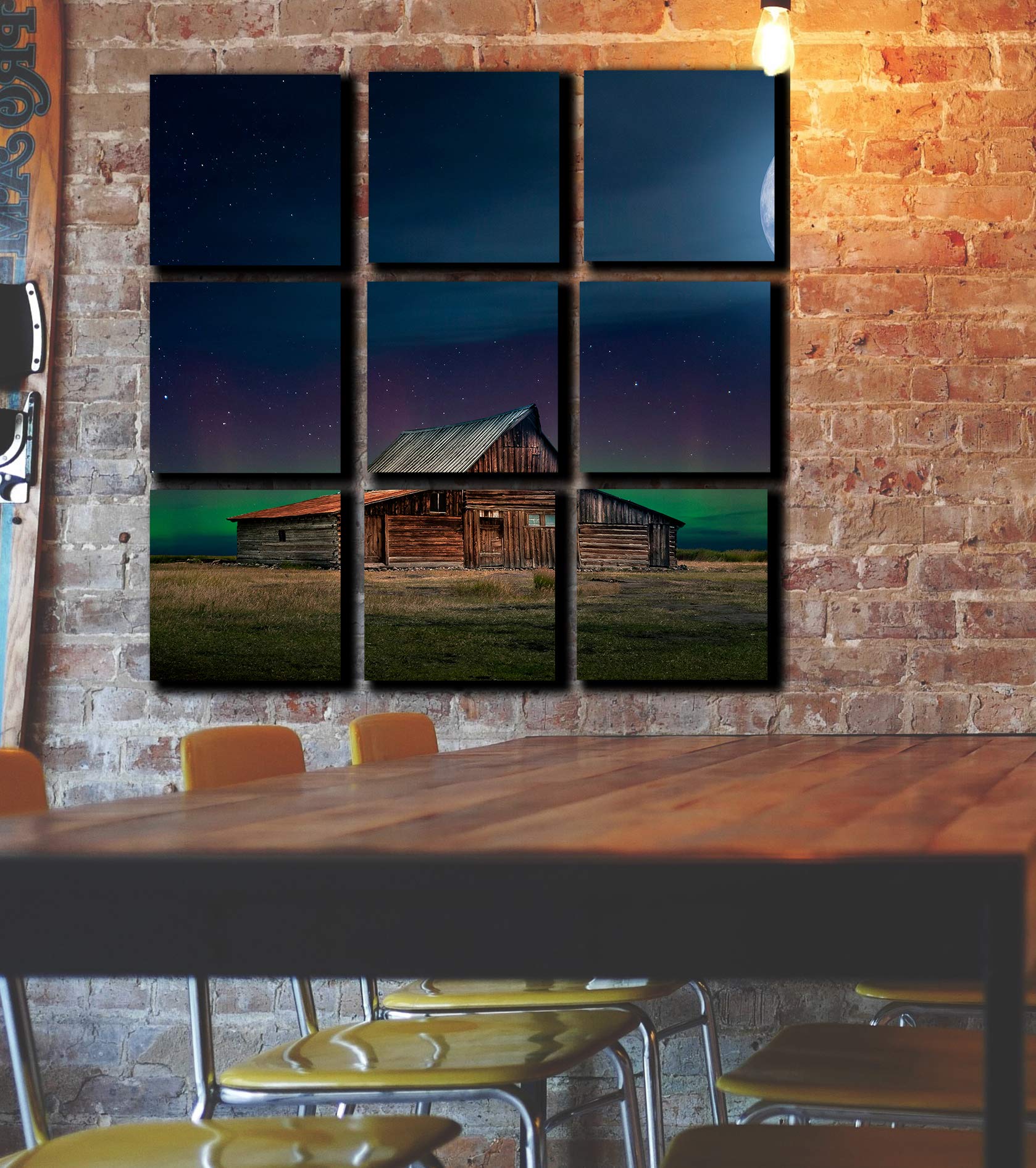 9-Piece Northern Lights Wall Art Canvas Prints - Nature Themed Moon Sky Painting Decor Set (30x30 Inch) for Living Room & Bedroom - Perfect for Home, Office & Spa Decor