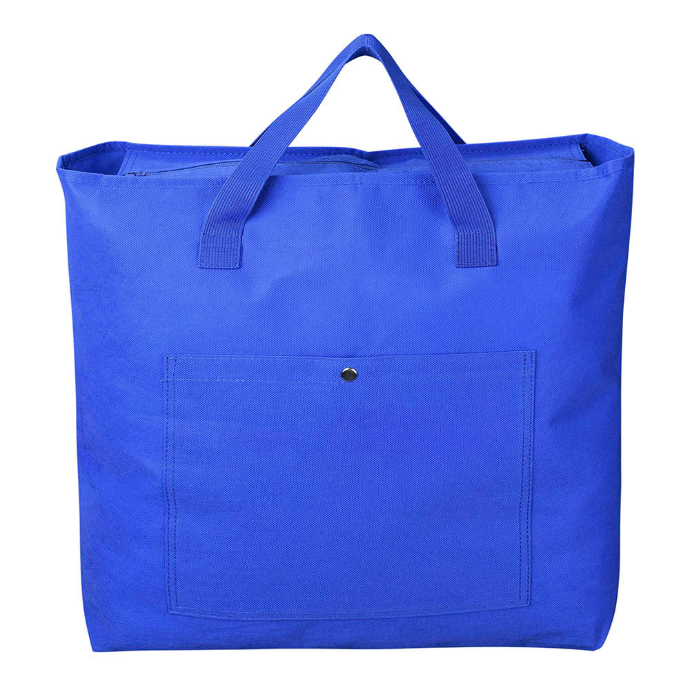 TheLAShop Reusable Grocery Shopping Bags with Zipper & Sturdy Handles - Blue Polyester Tote for Groceries, Beach, Travel & Daily Use