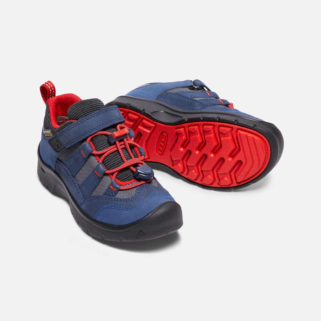 Keen Dress Blues/Fiery Red Hiking Shoes - Lightweight Waterproof Trail Running Shoes for Men & Women - Perfect for Outdoor Adventures, Hiking & Camping