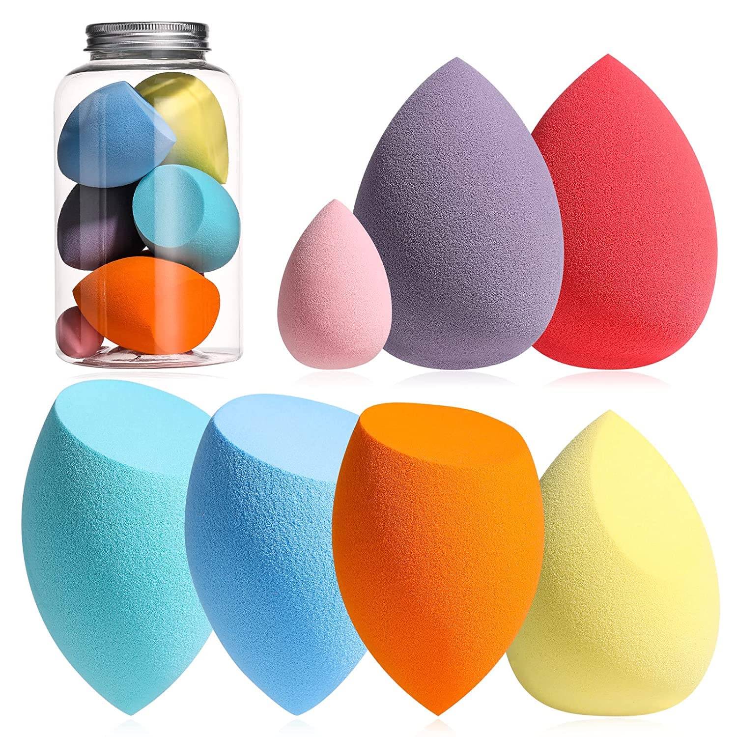 Premium Zirak Makeup Sponge Set - 4 Large & 3 Mini Beauty Blenders with Travel Case - Flawless Foundation & Concealer Application for Professional & Everyday Makeup