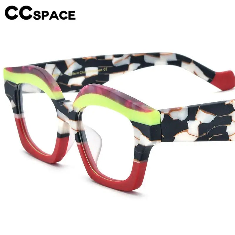 CCspace Unisex Full Rim Square Acetate Eyeglasses 57163 - Stylish & Durable Eyewear for Men & Women | Perfect for Work, Reading & Fashion Accessories