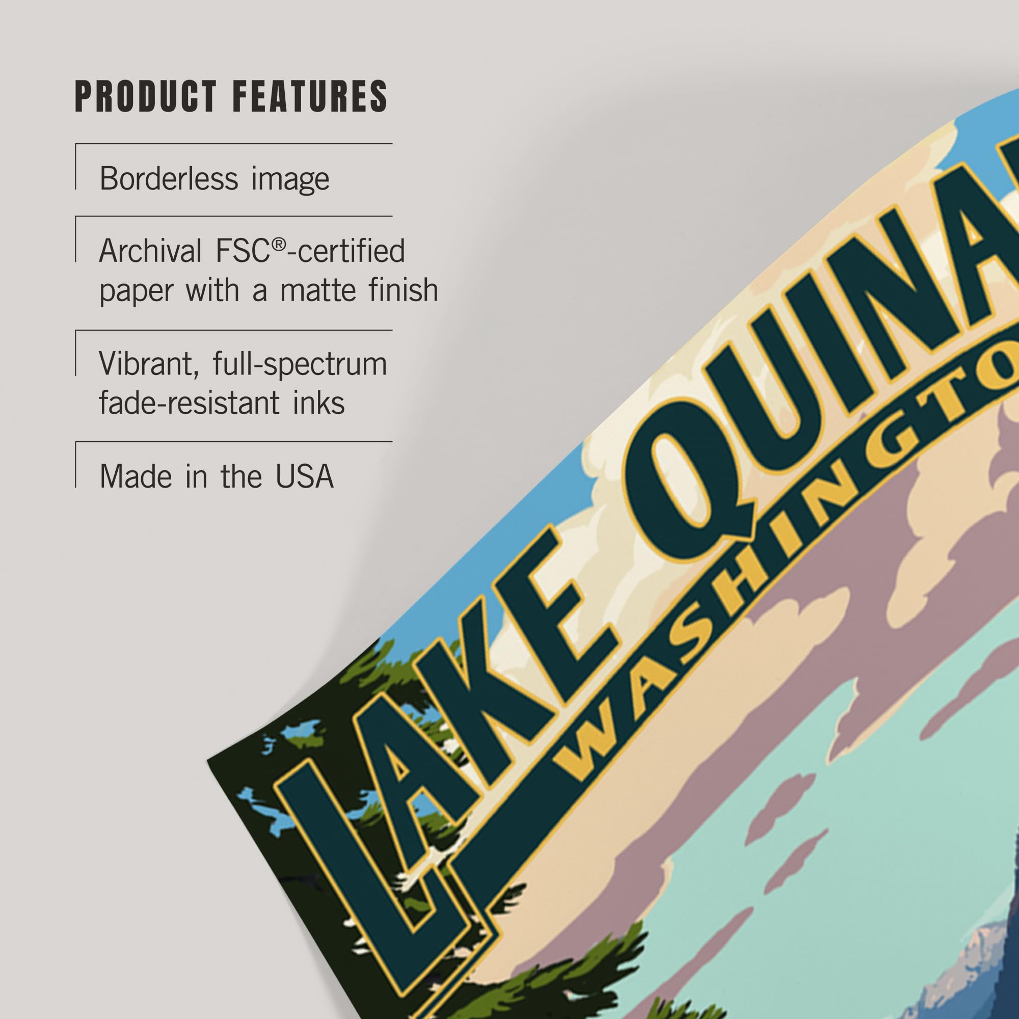 Lantern Press 36x54 Inch Giclee Art Print - Lake Quinault & Adirondack Chairs Wall Decor - Washington Landscape Canvas - Perfect for Living Room, Bedroom & Office Decor