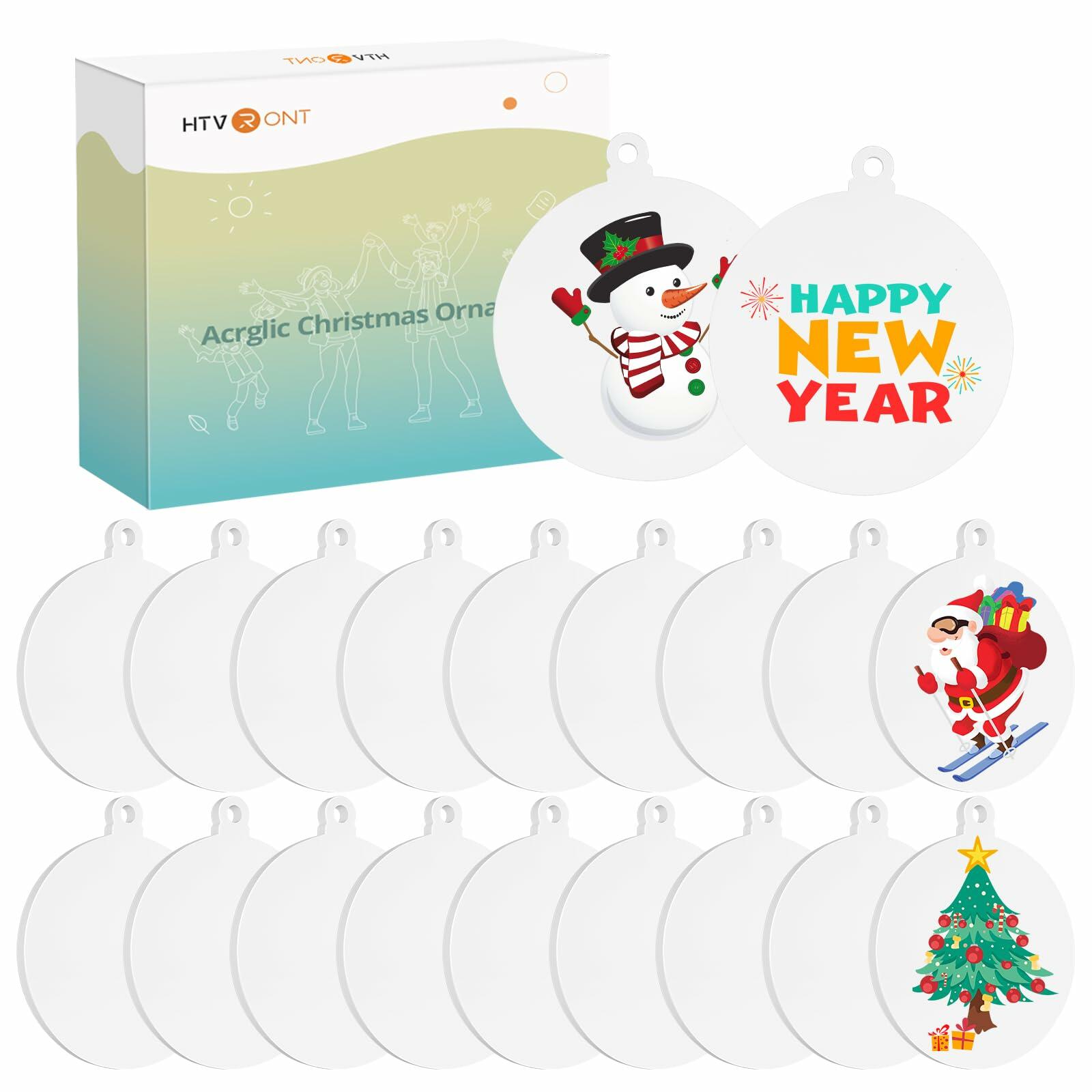 40PCS Christmas Acrylic Ornament Blanks - 3x4mm Thick White Round Decorations for DIY Holiday Crafts, Tree Decor, and Festive Home Decorating