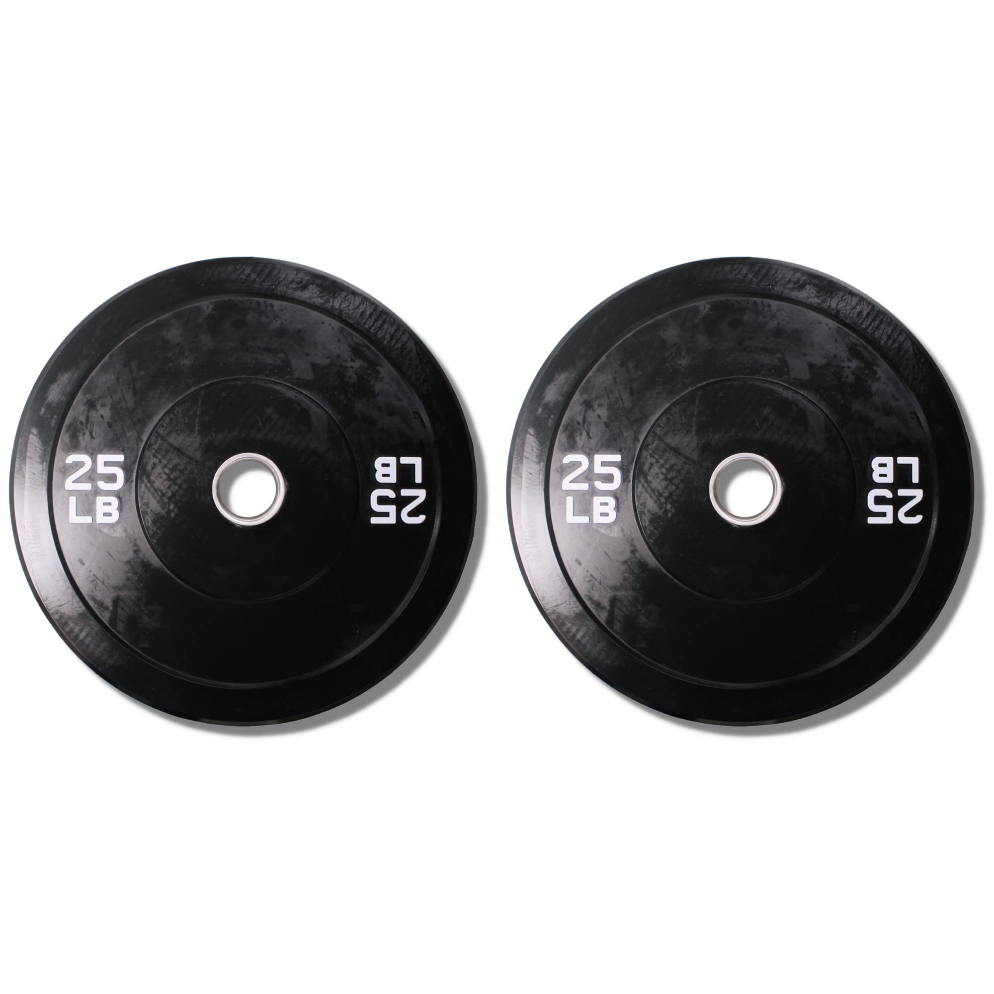 Ader 25lb Black Rubber Bumper Plates Pair - Durable Olympic Weight Plates for CrossFit, Home Gym & Strength Training