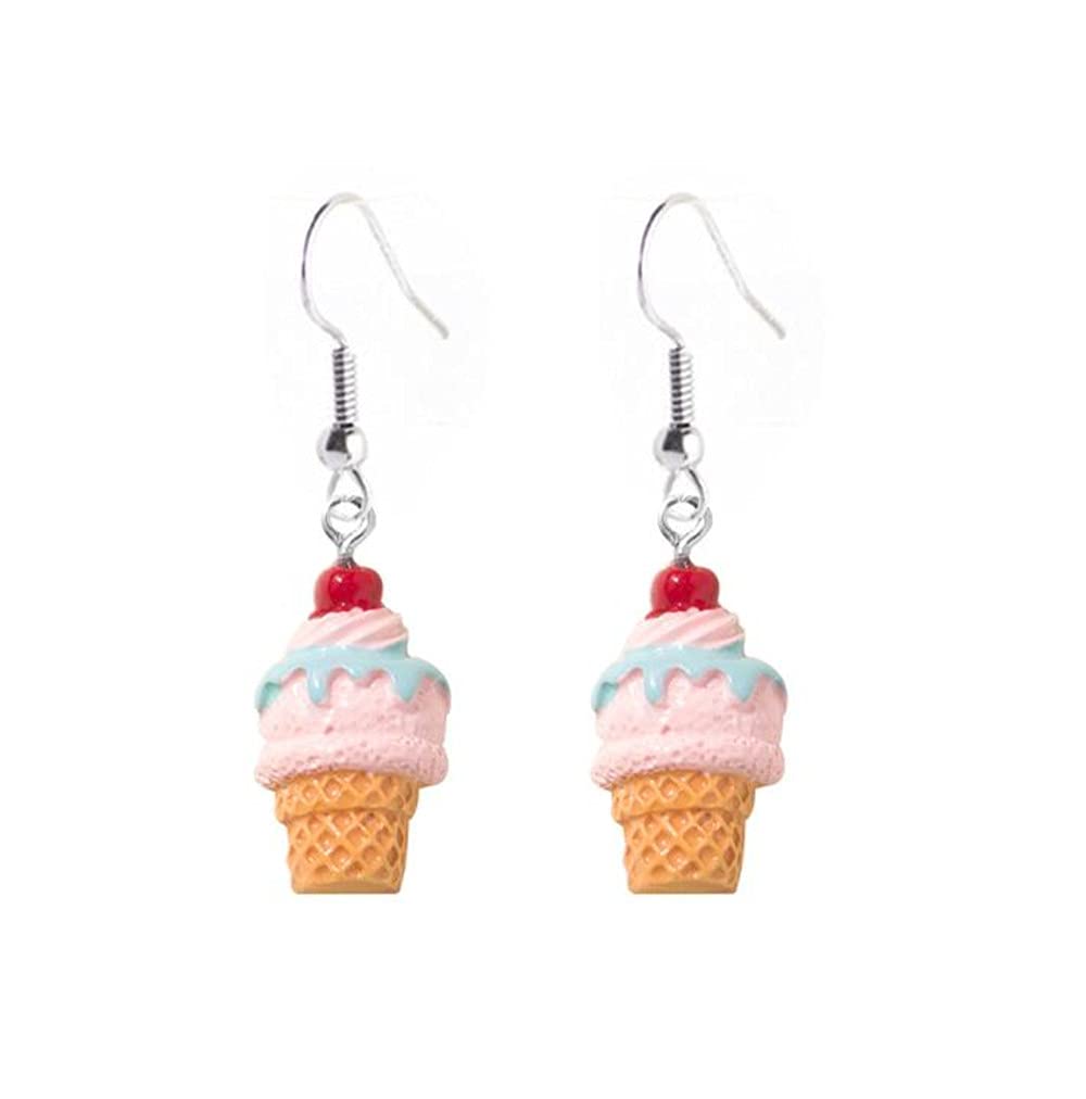 Unique Cute Colorful Ice Cream Drop Earrings for Women - Fun Summer Dangle Jewelry (Pink) - Perfect for Beach Parties, Birthday Gifts & Casual Wear