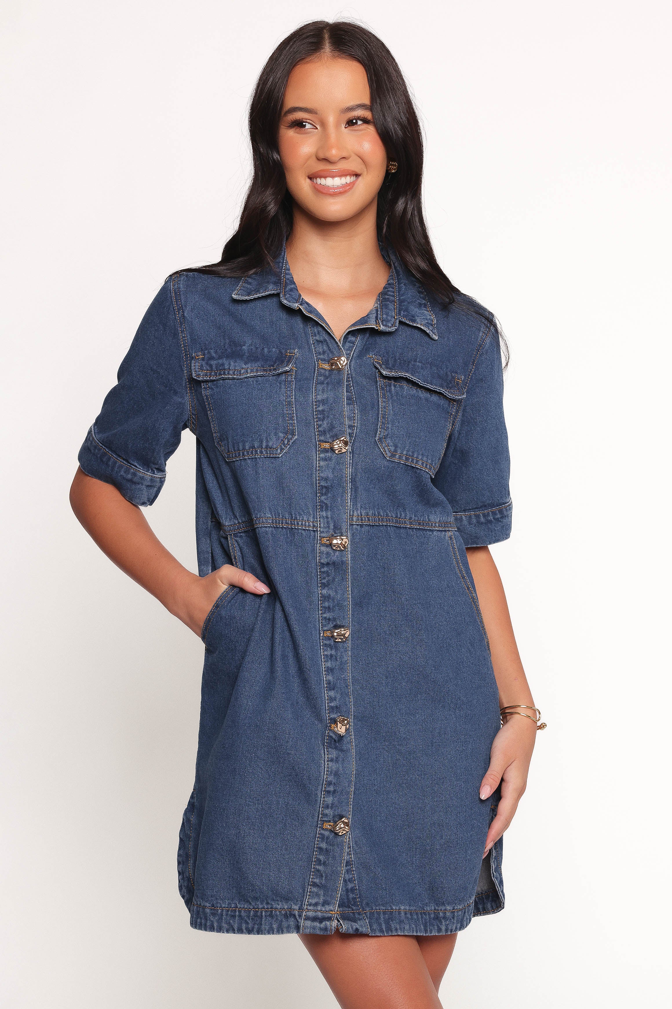 Fleming Denim Mini Shirt Dress for Women - Casual & Stylish Outfit for Daytime, Brunch, and Summer Wear