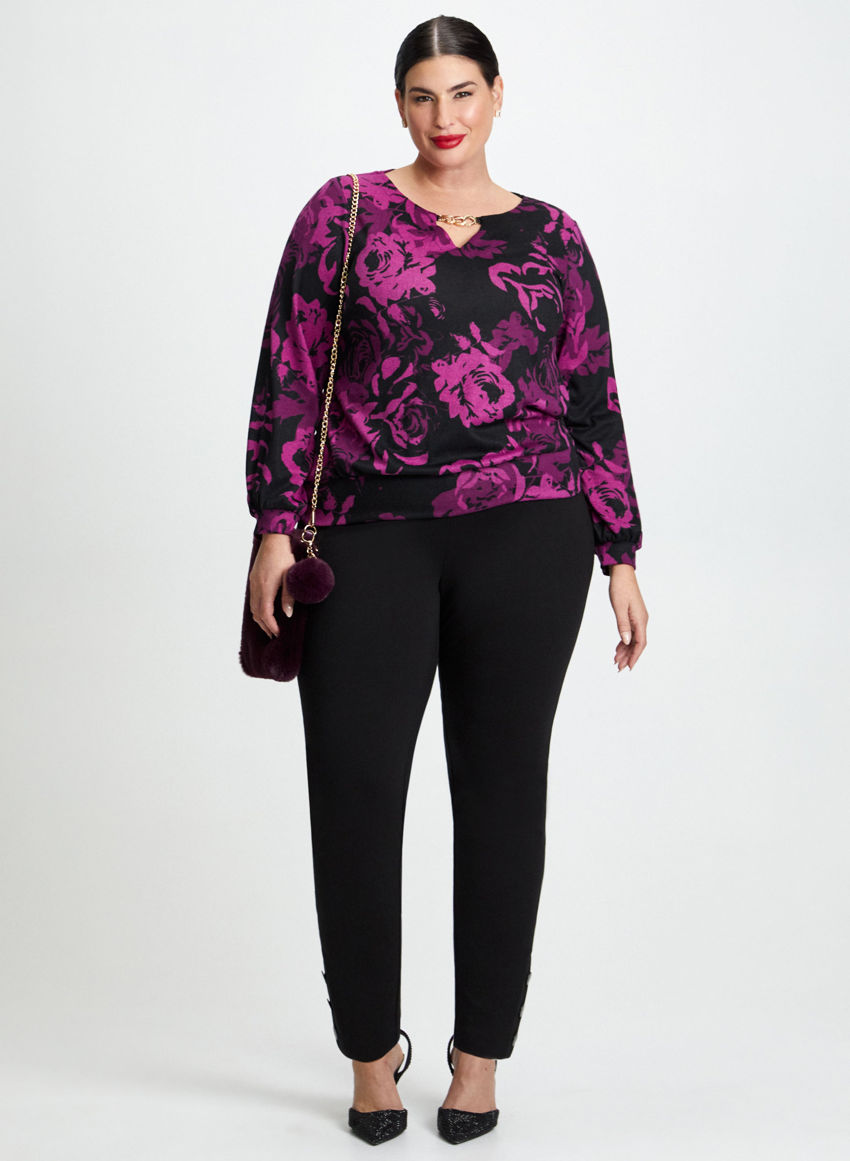 Floral Print Blouse & High Waist Straight Leg Pants Set - Women's Elegant Office Wear & Spring Outfit for Work & Dating