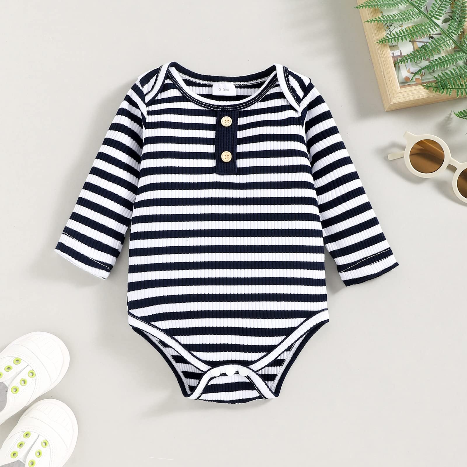 Baby Boy Clothes Set - Newborn Fall Winter Outfit with Long Sleeve Striped Romper, Overalls, Suspenders & Hat | Warm Winter Baby Clothes for Boys 0-24 Months | Perfect for Family Photos, Holiday Outings & Daily Wear