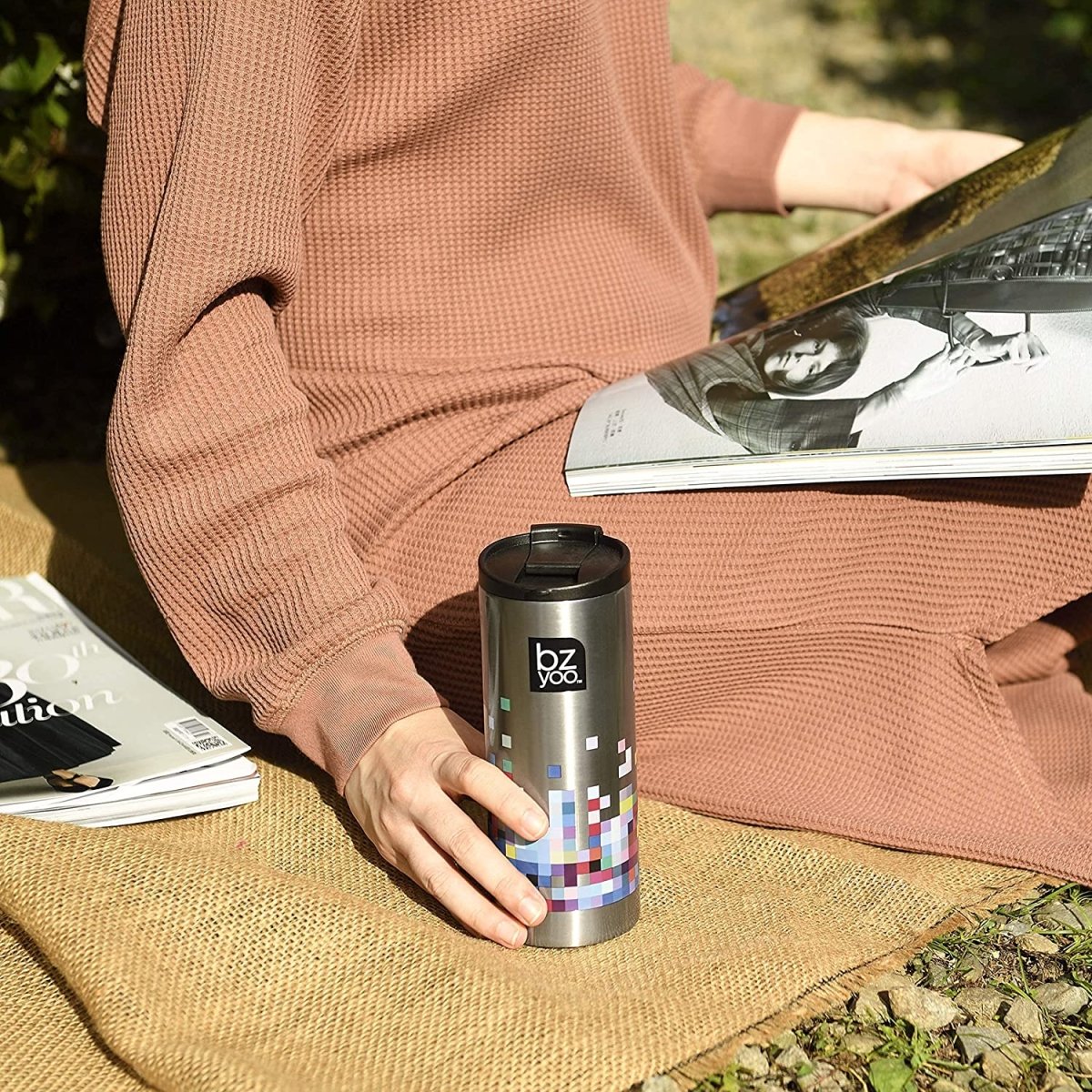 12oz Stainless Steel Vacuum Insulated Tumbler with Double Wall - Glitch Silver | Keeps Drinks Hot/Cold for Hours | Perfect for Coffee, Tea, and Outdoor Activities