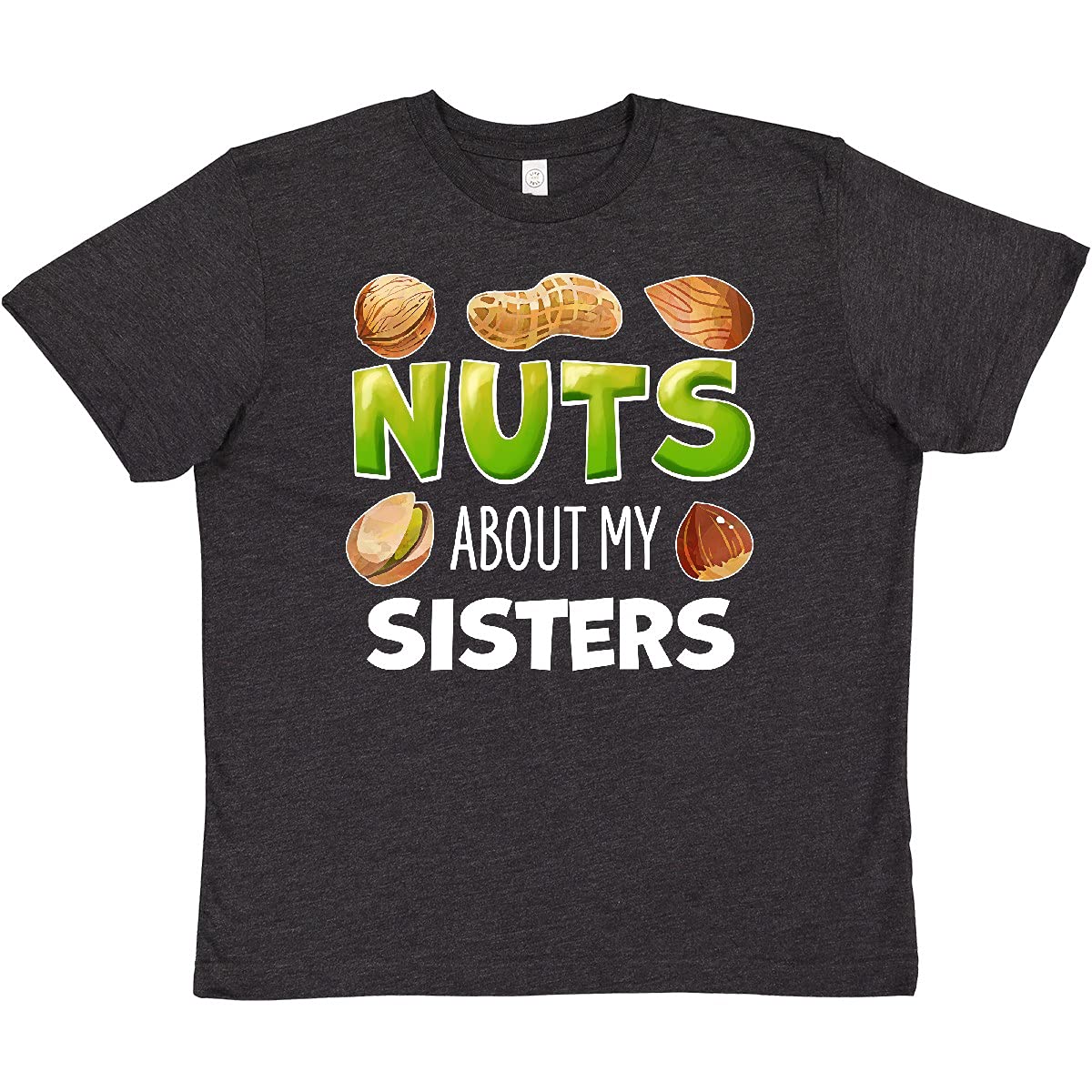 Inktastic Nuts About My Sisters Peanut Almond Pistachio Youth T-Shirt - Fun Sibling Matching Outfit for Family Events & Casual Wear