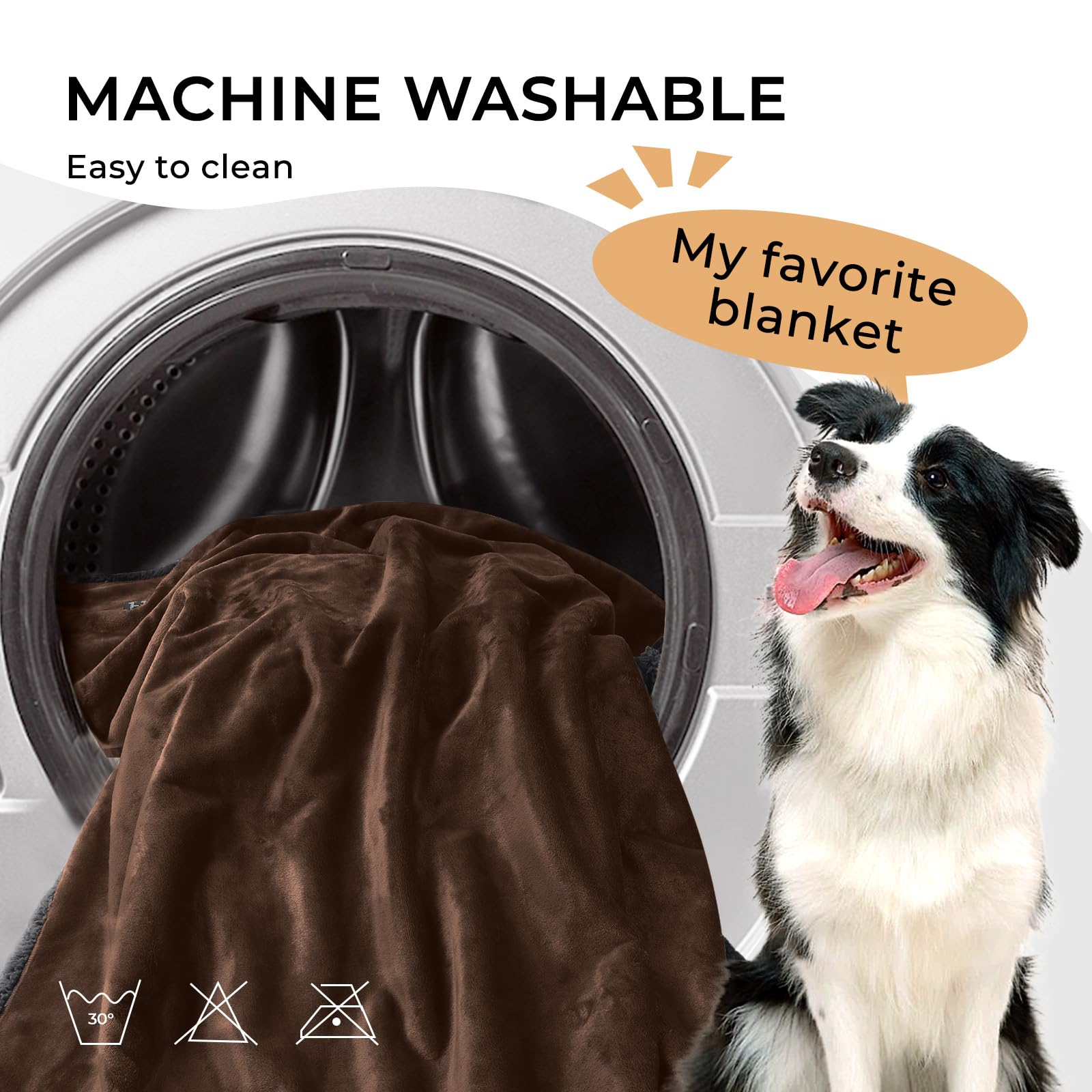 Waterproof Pet Blanket for Large Dogs - Reversible Sherpa Fleece Furniture Protector - Washable Dog & Cat Blanket for Couch, Sofa, Bed (85