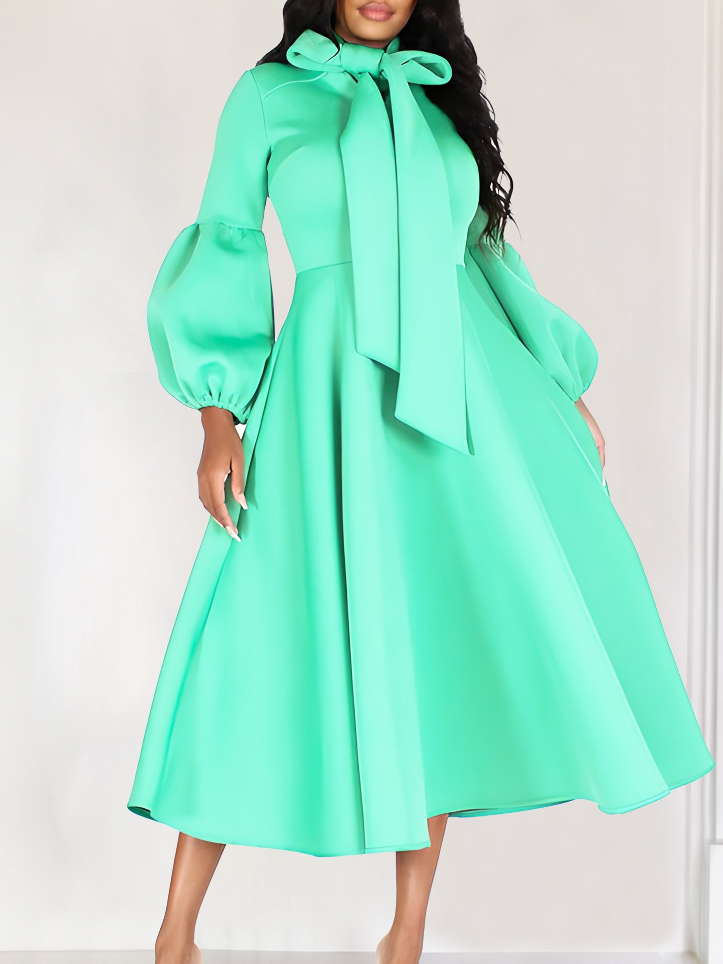 Elegant Puff Sleeve A-Line High Waist Long Sleeve Prom Dress 1906 - Perfect for Formal Events, Evening Parties & Special Occasions