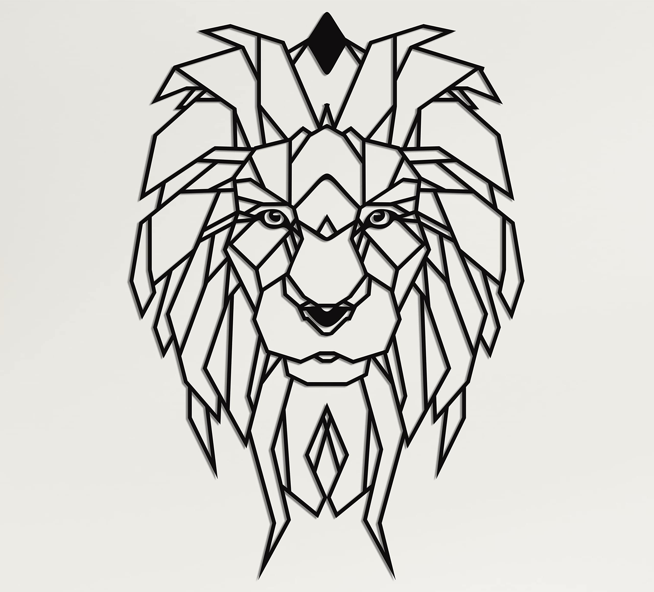 DEKADRON Geometric Lion Head Metal Wall Art - Modern Office & Home Decor - 21