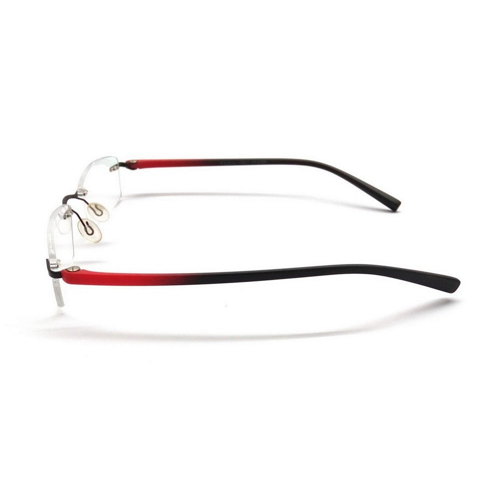 Blue Light Blocking Red Rimless Computer Glasses - Anti Eye Strain Frameless Eyewear for Men & Women - Perfect for Gaming, Office Work & Screen Use