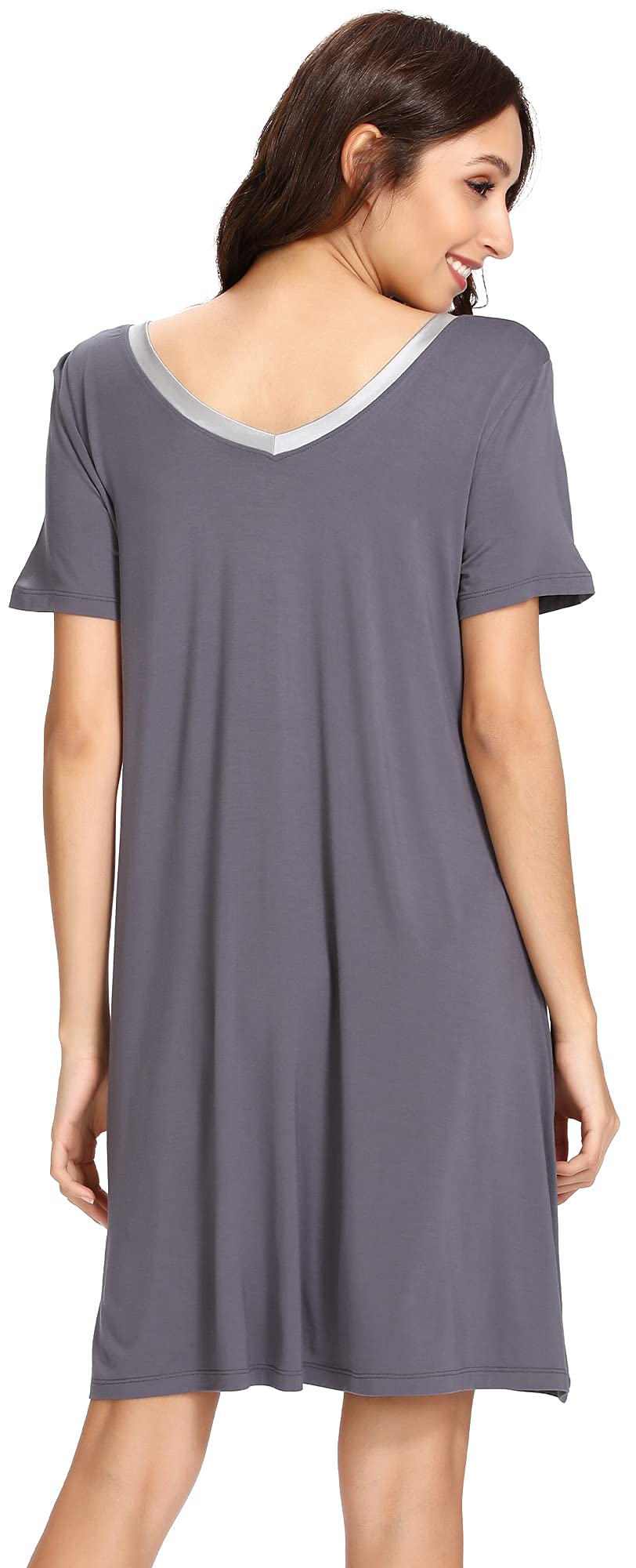 WiWi Soft Women's Bamboo Viscose Nightgowns - Plus Size Short Sleeve Sleepwear Pajamas (Sizes S-4X) for Comfortable Sleep & Lounge Wear