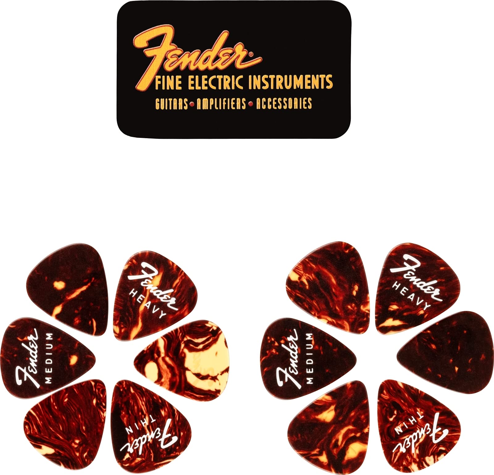 Fender Fine Electric Guitar Picks - 12 Pack, 0.71mm Medium Gauge, Celluloid Material for Smooth Playability (1980351010) | Perfect for Rock, Blues & Acoustic Performances