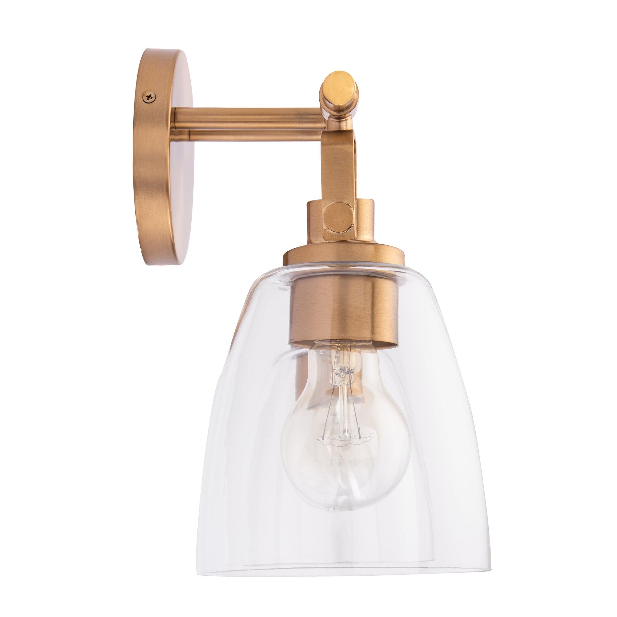 Modern Farmhouse 2-Light Vanity Light - Brushed Nickel Bathroom Sconce with Clear Glass Shades - Perfect for Bathroom, Powder Room, and Dressing Area Lighting