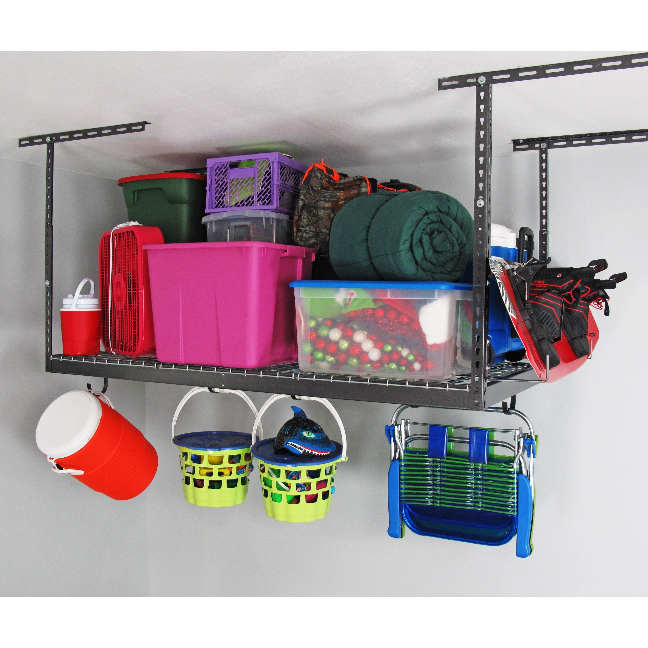 4' x 6' Overhead Garage Storage Rack - Heavy Duty Steel Shelving for Home Organization - Perfect for Storing Seasonal Items, Sports Equipment & Tools