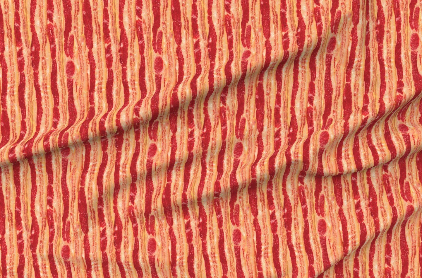 Premium Spoonflower Fabric - Bacon Food Stripes Printed on Petal Signature Cotton Fabric by The Yard - Perfect for Sewing, Quilting, Apparel, Crafts & Home Decor | Ideal for Kitchen Curtains, Aprons, Table Runners & DIY Projects