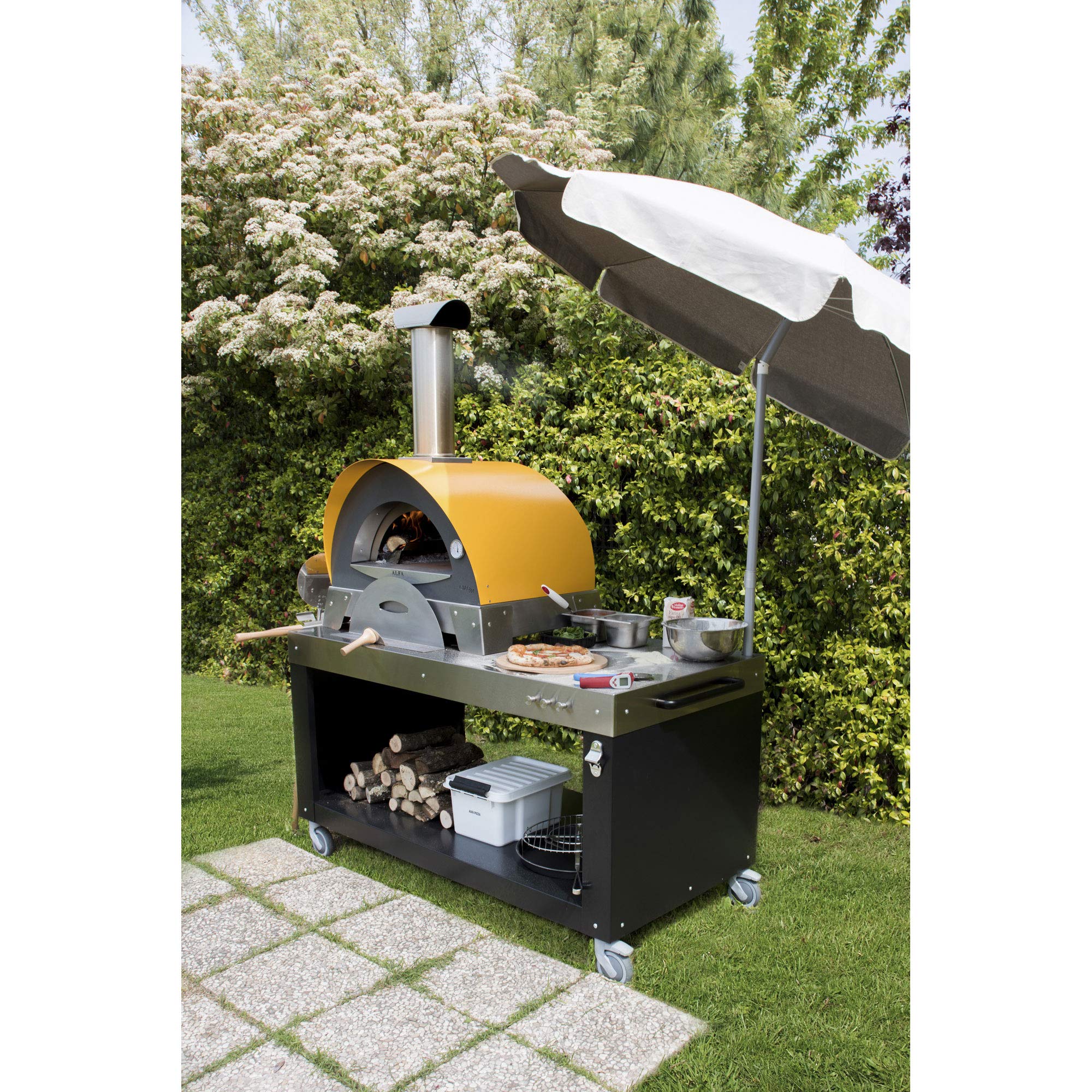 Alfa Pizza Oven CIAO Yellow - Outdoor Wood Fired Pizza Maker for Backyard, Garden & Camping | Authentic Italian Pizza Baking