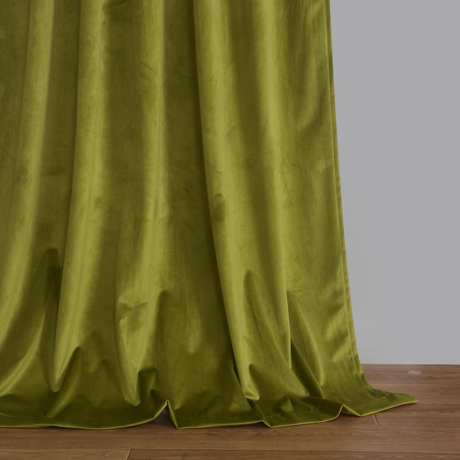 Olive Green Velvet Curtains 52 Inches Wide x 108 Inches Long - Luxurious Window Drapes for Living Room & Bedroom