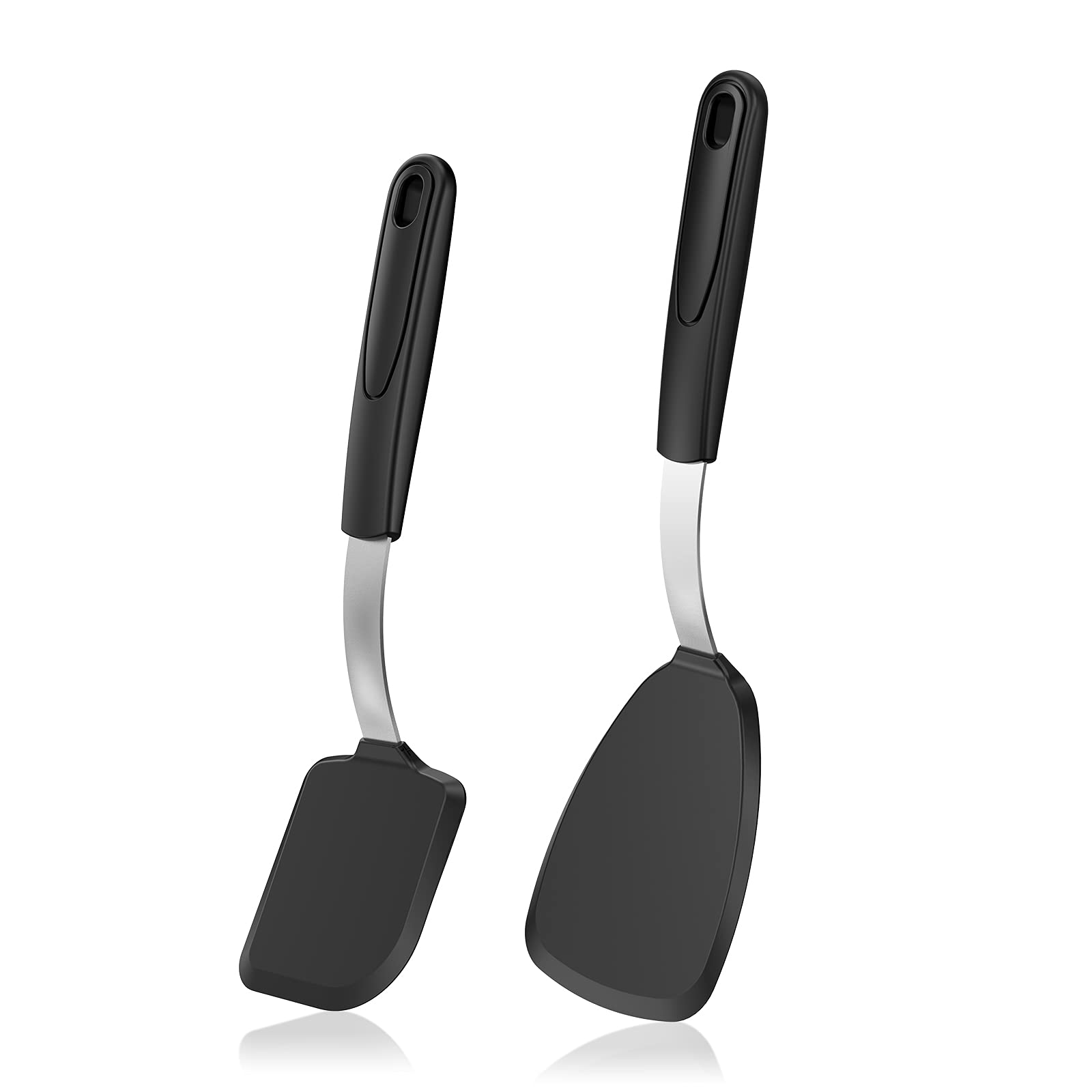 **BANKKY Silicone Spatula Set - 2 Pack Heat-Resistant Nonstick Kitchen Utensils (600°F Safe) - Mini Rubber Spatulas for Eggs, Baking, Burgers - No Scratch or Melting - Perfect for Nonstick Cookware & Everyday Cooking**