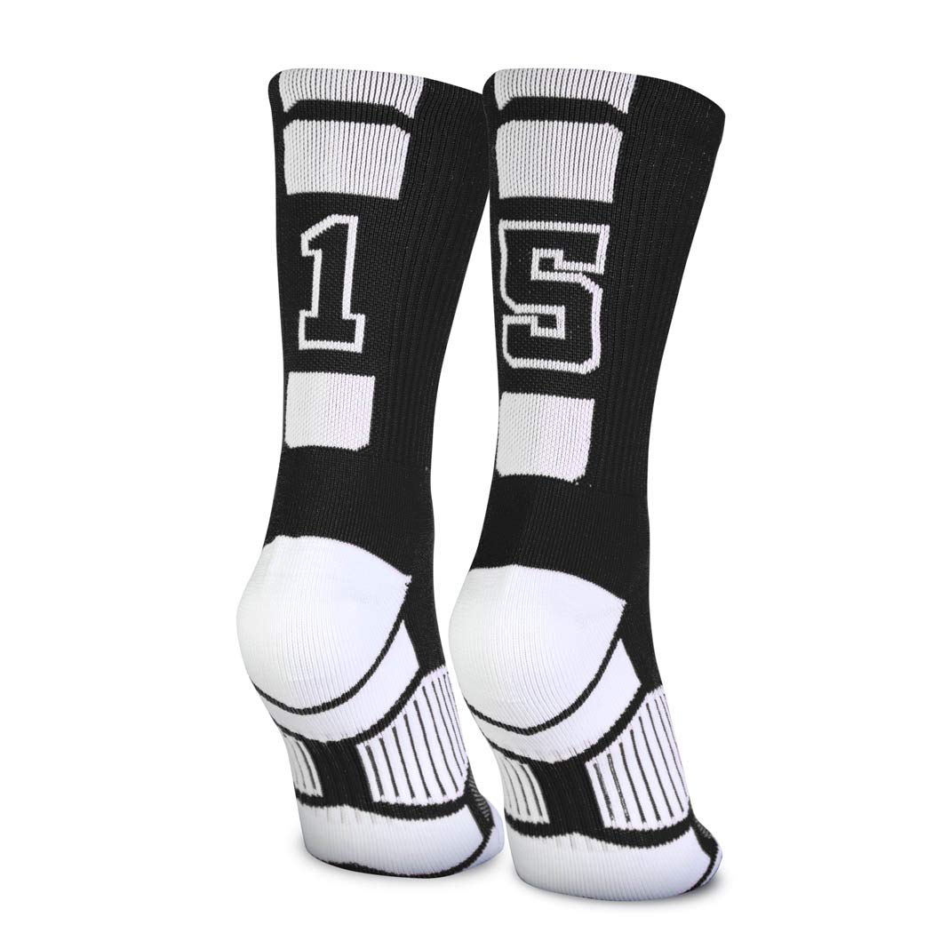 Custom Team Number Socks for Youth & Adults - High Performance Athletic Socks with Black Numbers - Choose Your Favorite Number - Perfect for Sports Games, Training, and Team Uniforms