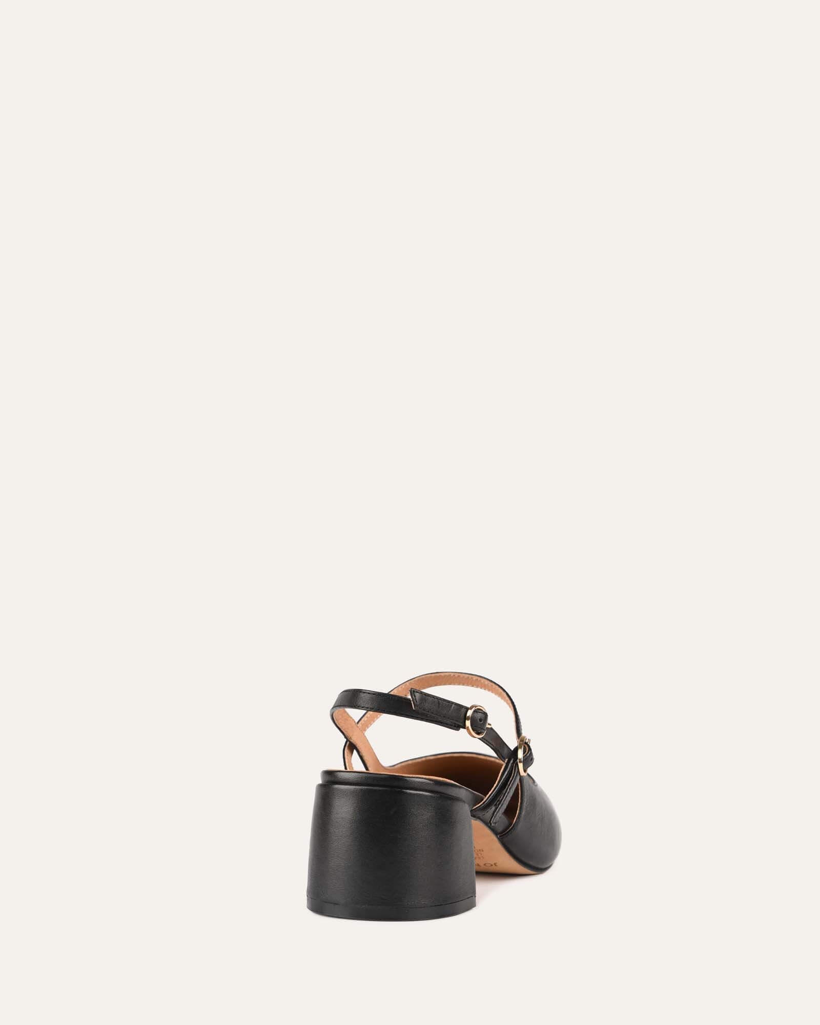 JENNA Women's Black Leather Low Heels - Comfortable & Stylish Dress Shoes for Work, Office, and Casual Outings
