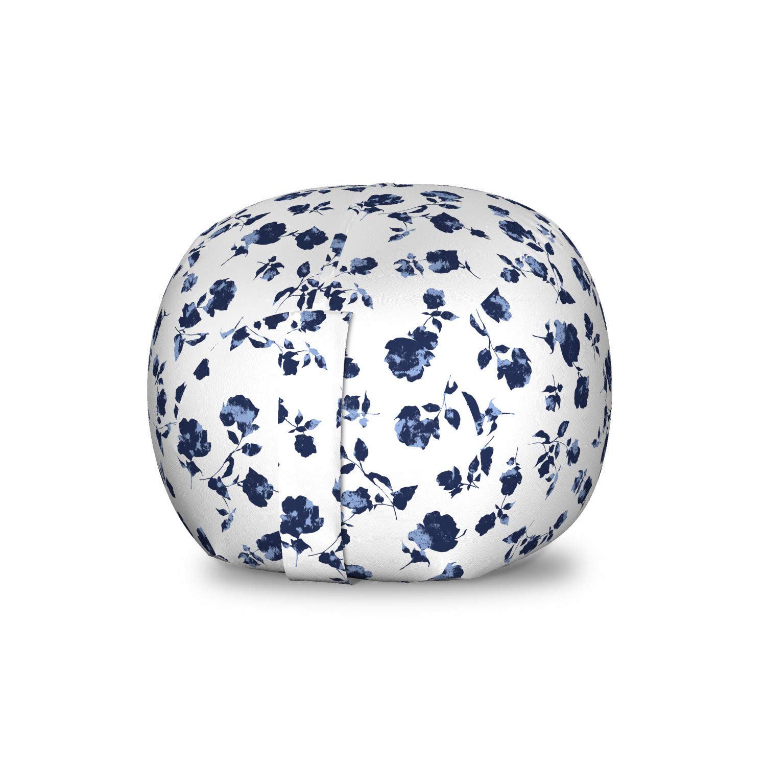 Ambesonne Floral Storage Toy Bag Chair - Blossoming Flowers Design, Dark Blue & Pale Blue Stuffed Animal Organizer, Washable Small Size for Kids' Room & Nursery Decor