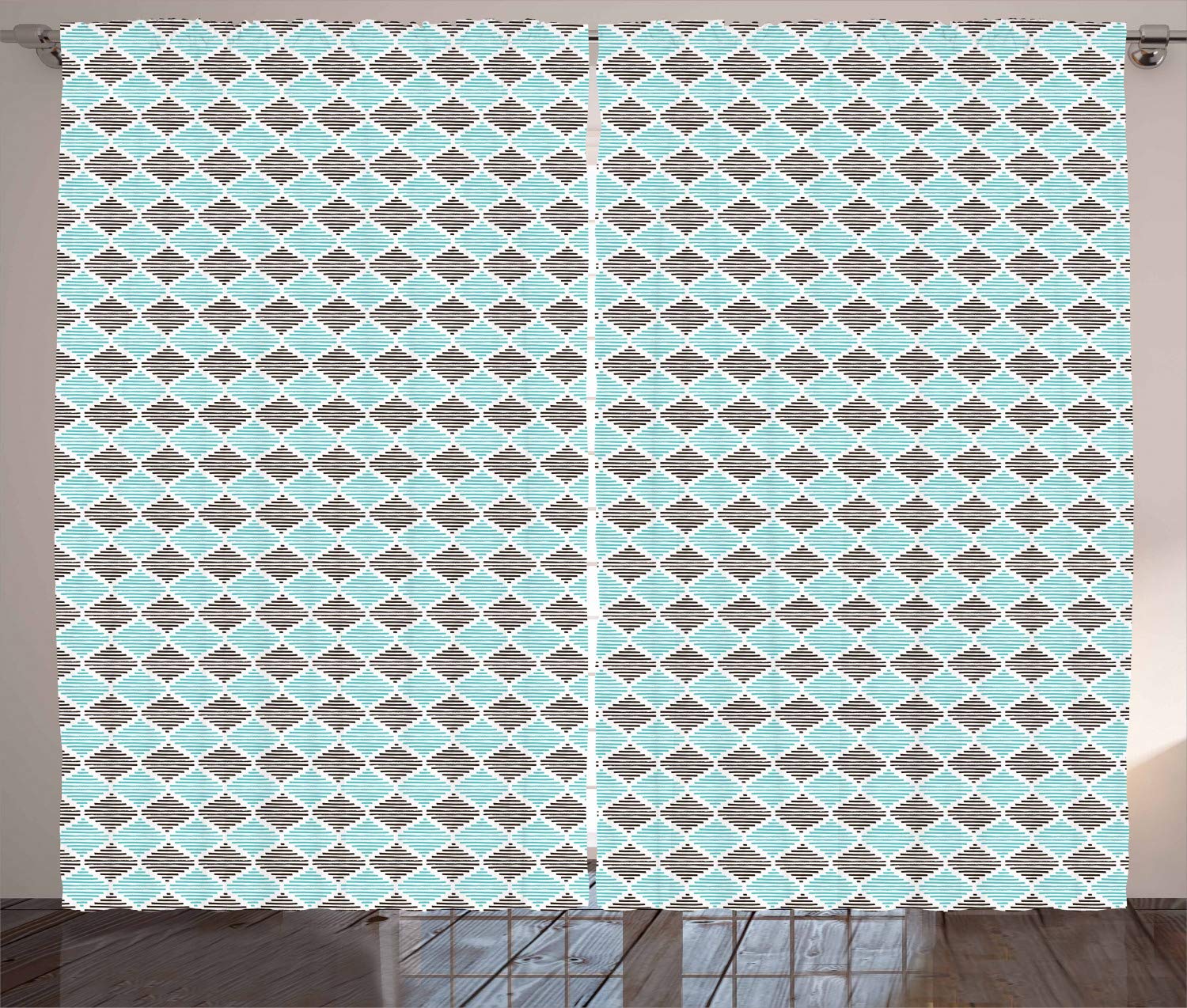 Ambesonne Striped Curtains - Vintage Inspired 2-Tone Minimalist Design for Living Room & Bedroom, 108