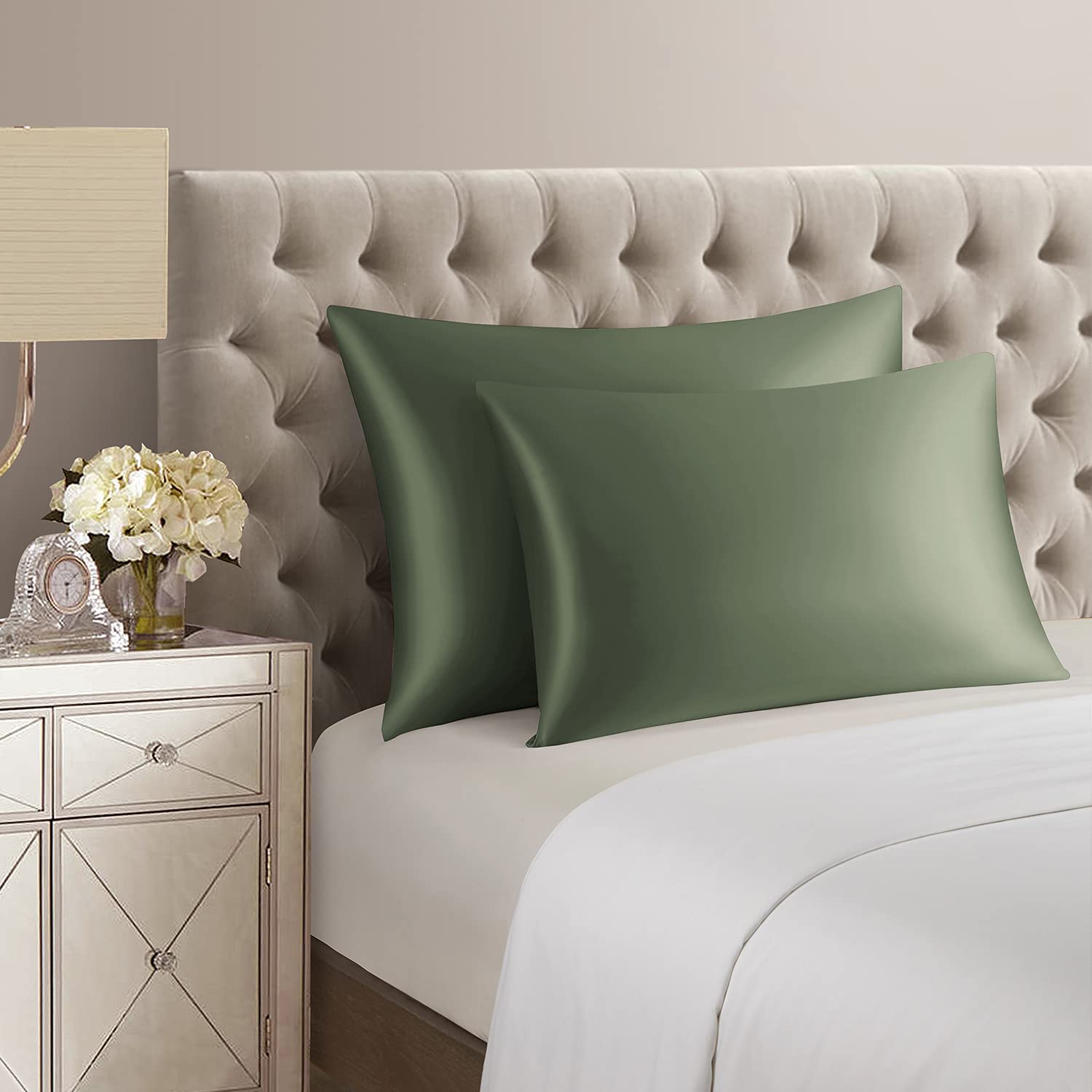 DISANGNI 100% Pure Mulberry Silk Pillowcase Set - 2 Pack Queen Size (20